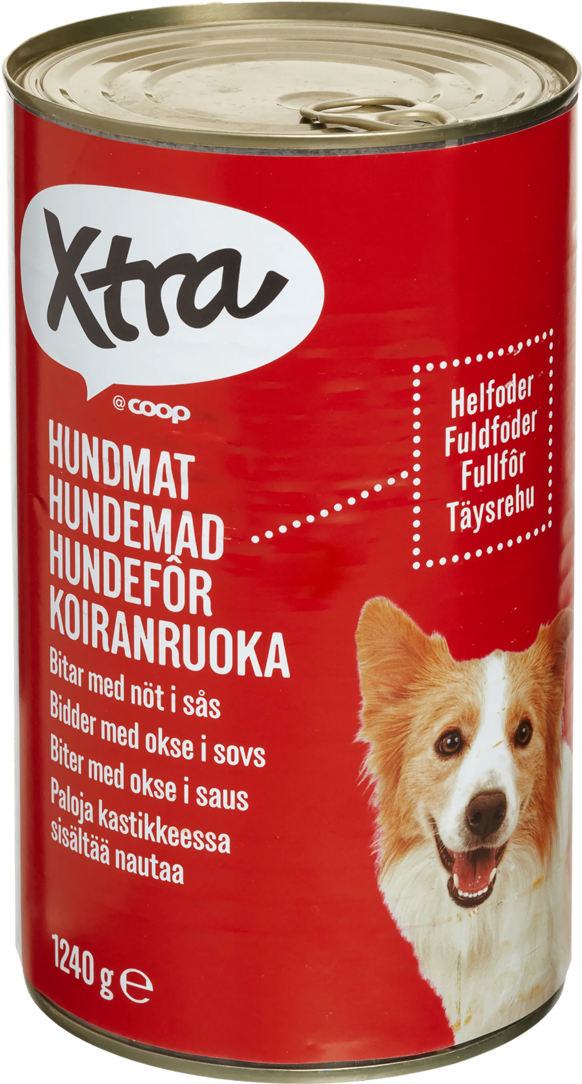 Xtra koiranruoka paloja kastikkeessa, sisältää nautaa 1240 g