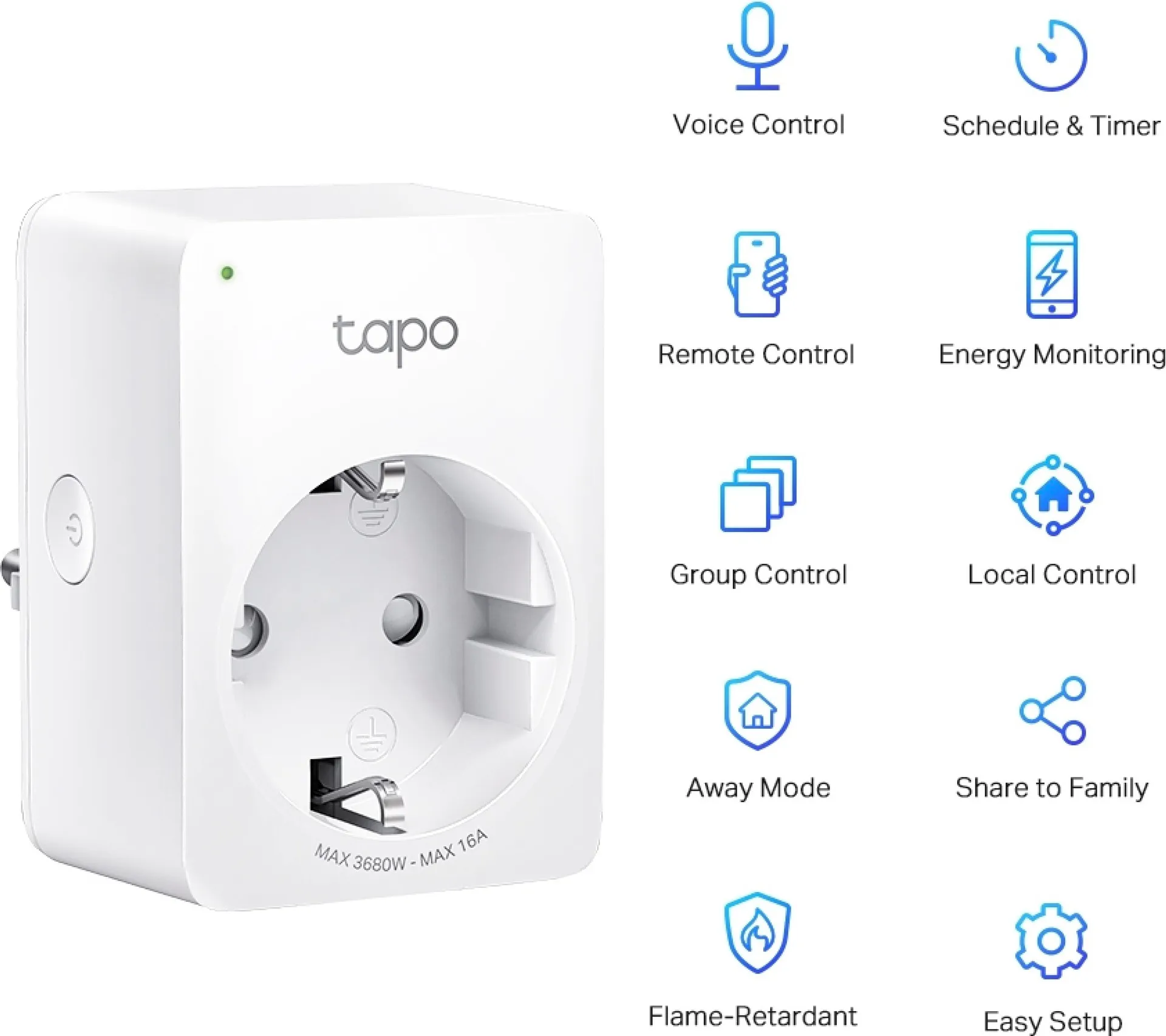 TP-LINK Tapo P110(1-pack) Mini Smart Wi-Fi pistorasia - 2