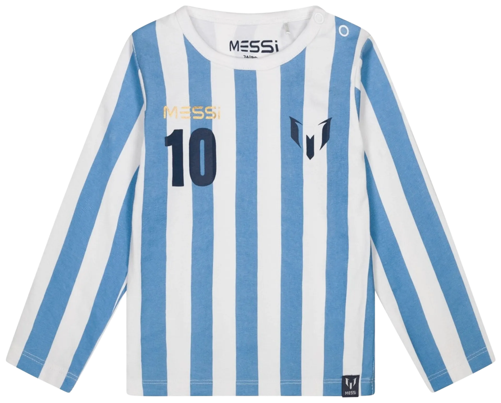 Lasten Messi 10# raidallinen pitkähihainen t-paita  S49309 - Light blue White - 1