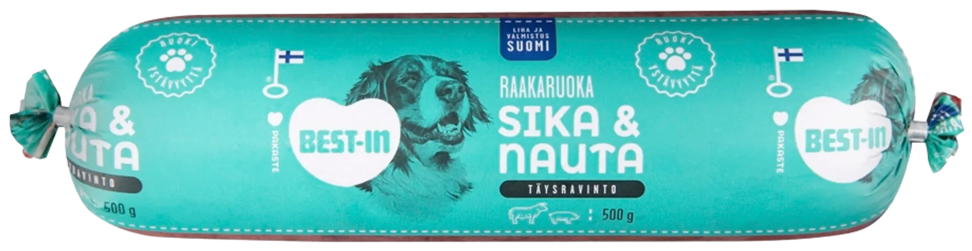 Best-In Sika ja Nauta Jauheliha Koiran Täysravinto Pakaste 500g
