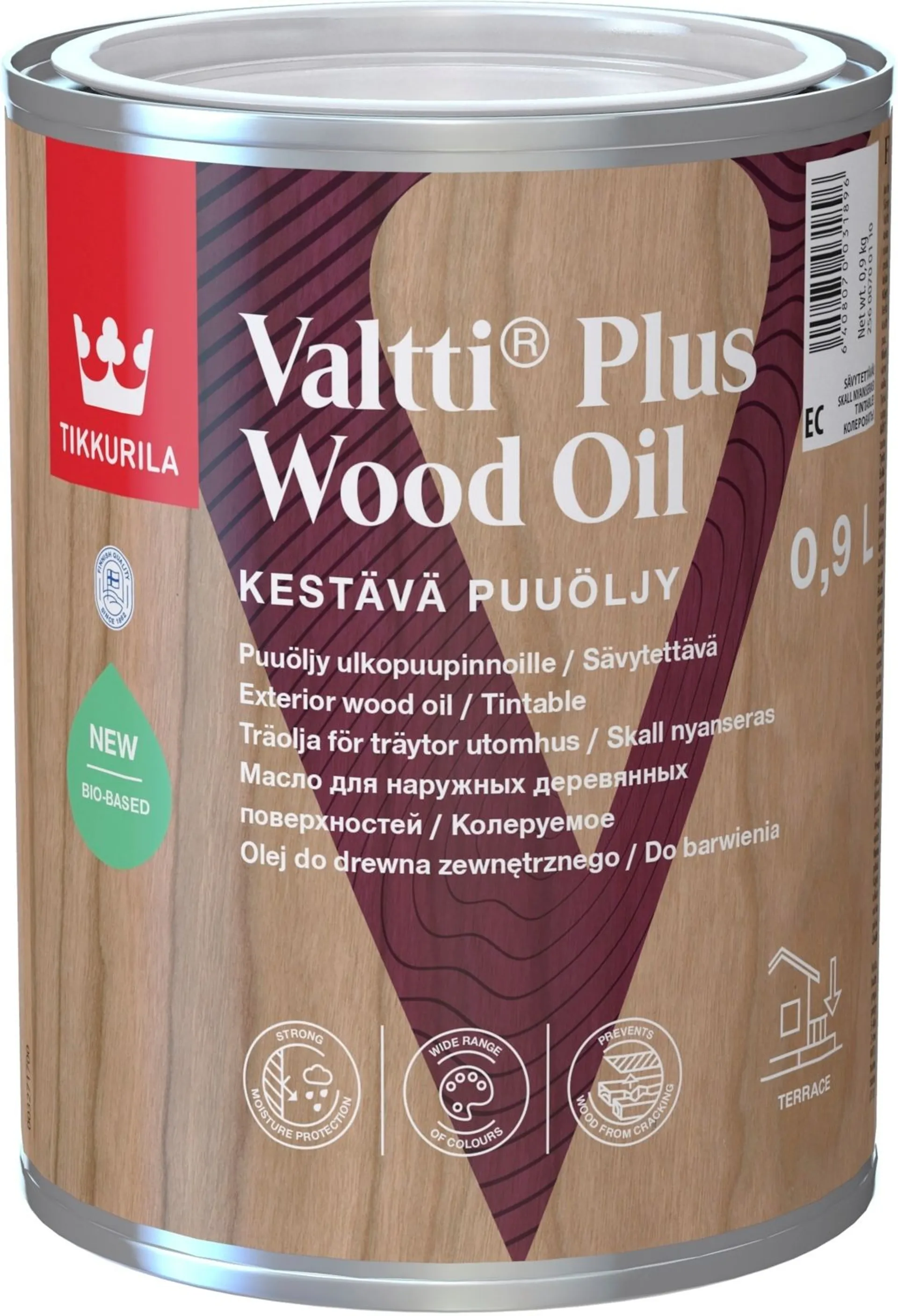 Tikkurila puuöljy Valtti Plus Wood Oil 0,9 l EC sävytettävä