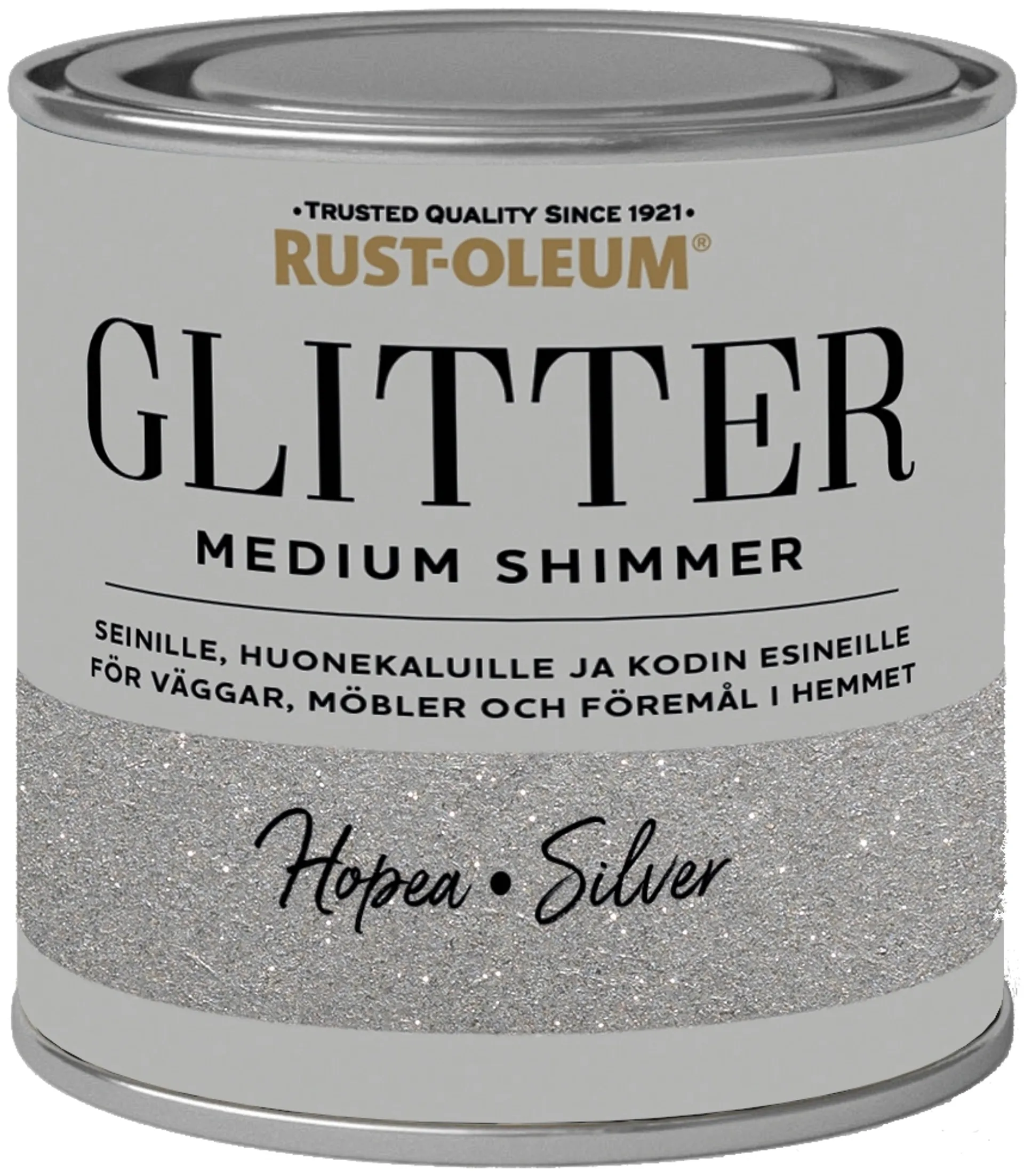 Rust-Oleum 250ml glitter-seinämaali vesiohenteinen hopeanvärinen - 1