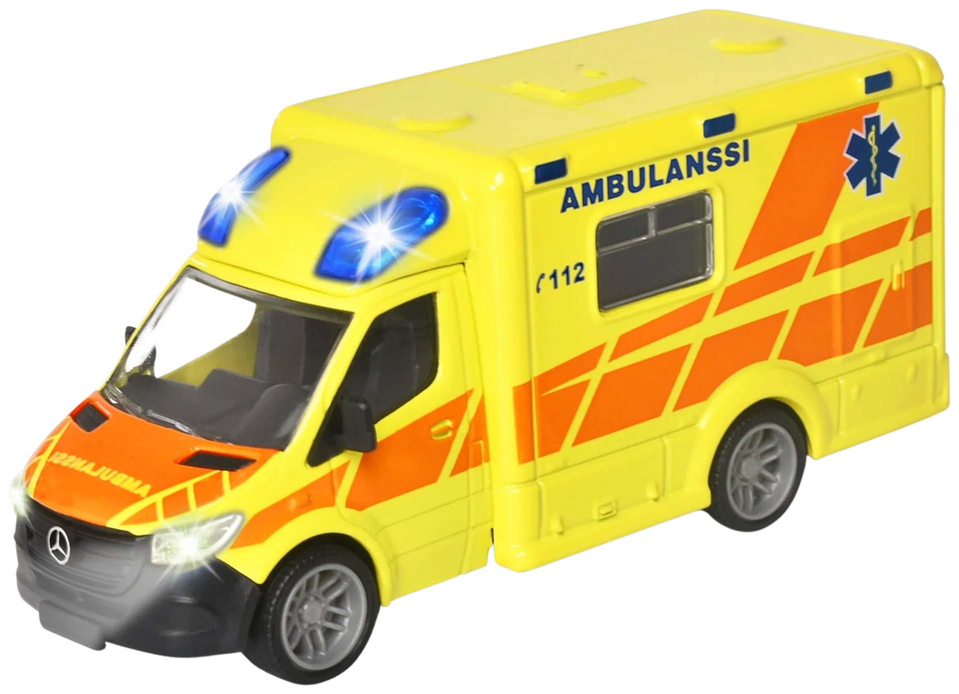 Majorette Grand Series Mercedes-Benz Sprinter, suomalainen ambulanssi, valo- ja äänitoiminto, 15 cm - 2