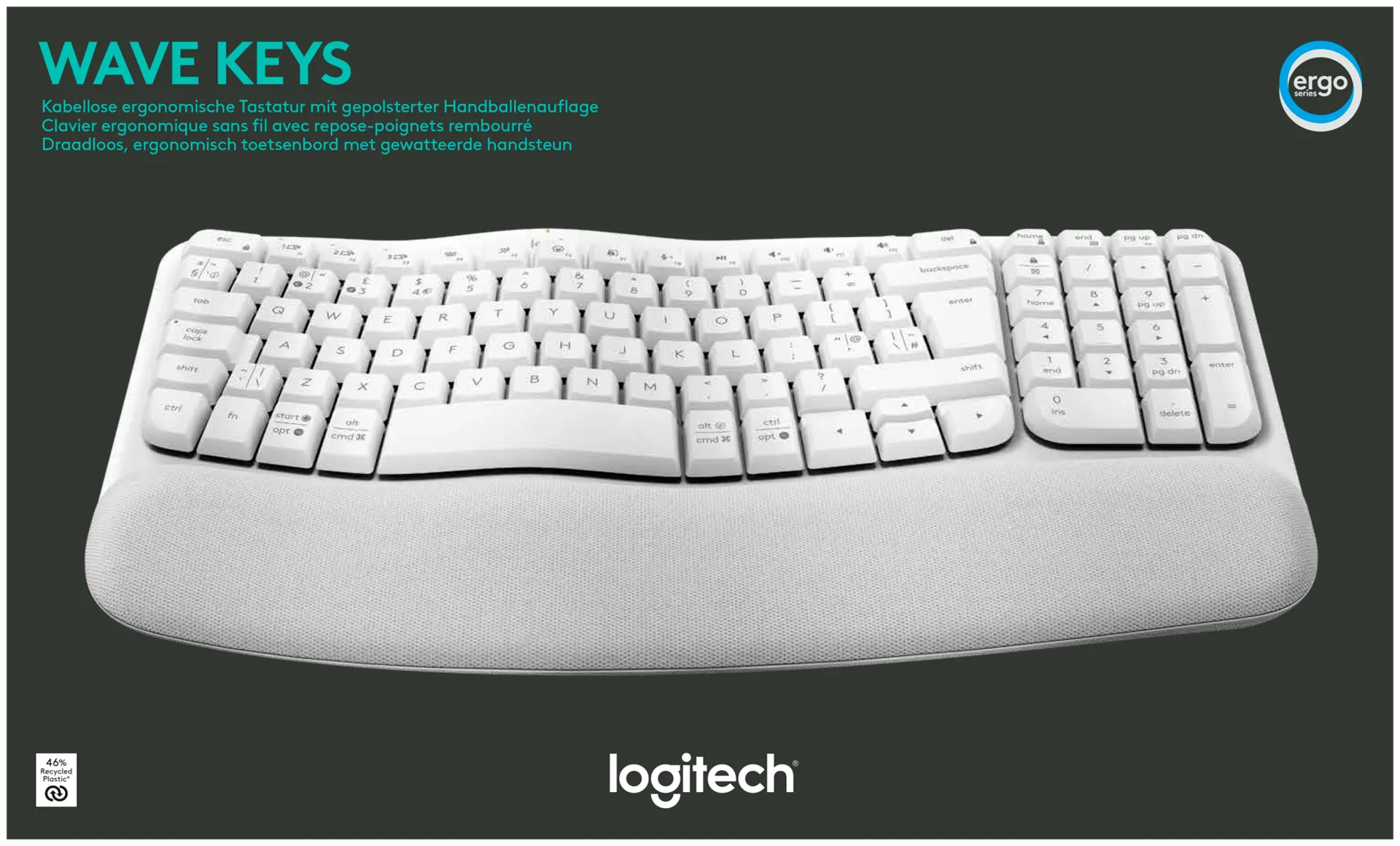 Logitech näppäimistä Wave Keys - valkoinen - 2