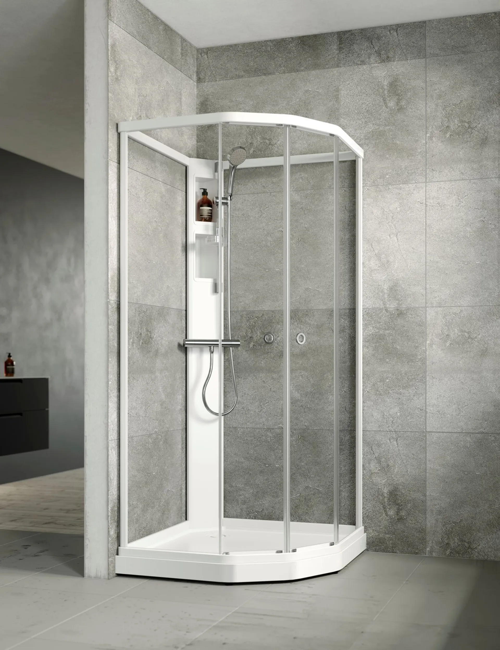 Indoor suihkukaappi Macro Flow Semi Standard 91x91cm, kirkkaat lasit, valkoiset profiilit - 2