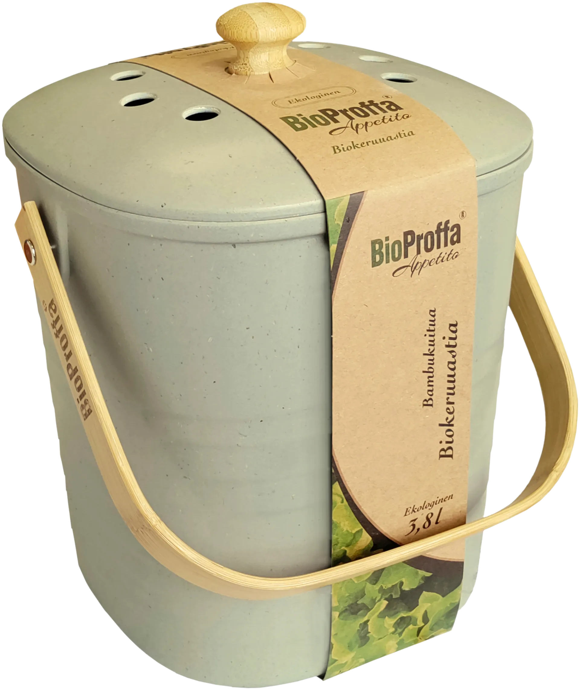 Bioproffa biokeruuastia bambua 3,8 l harmaa, sisältää aktiivihiilisuodattimet - 2