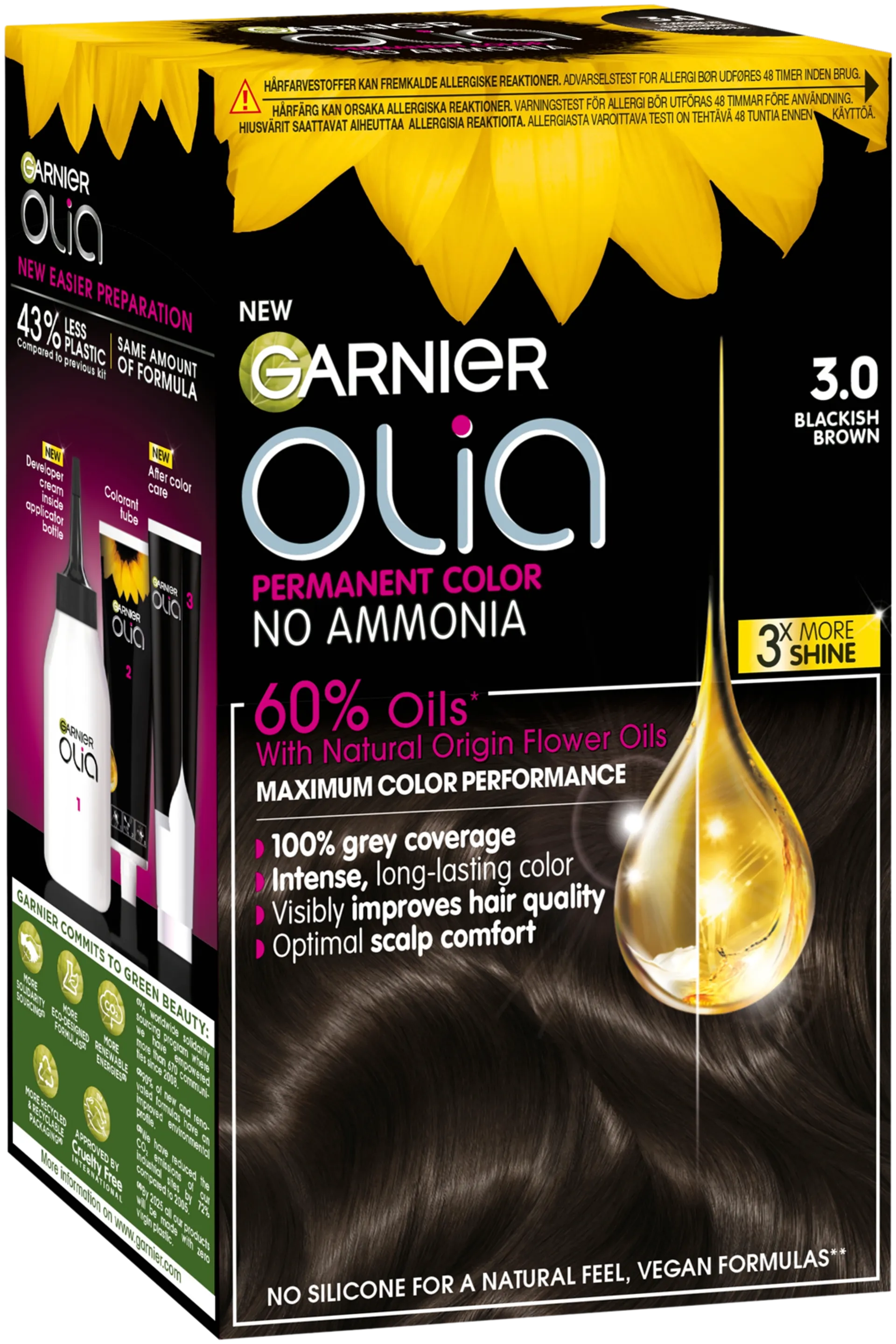 Garnier Olia 3.0 Soft Black kestoväri 174ml - 2