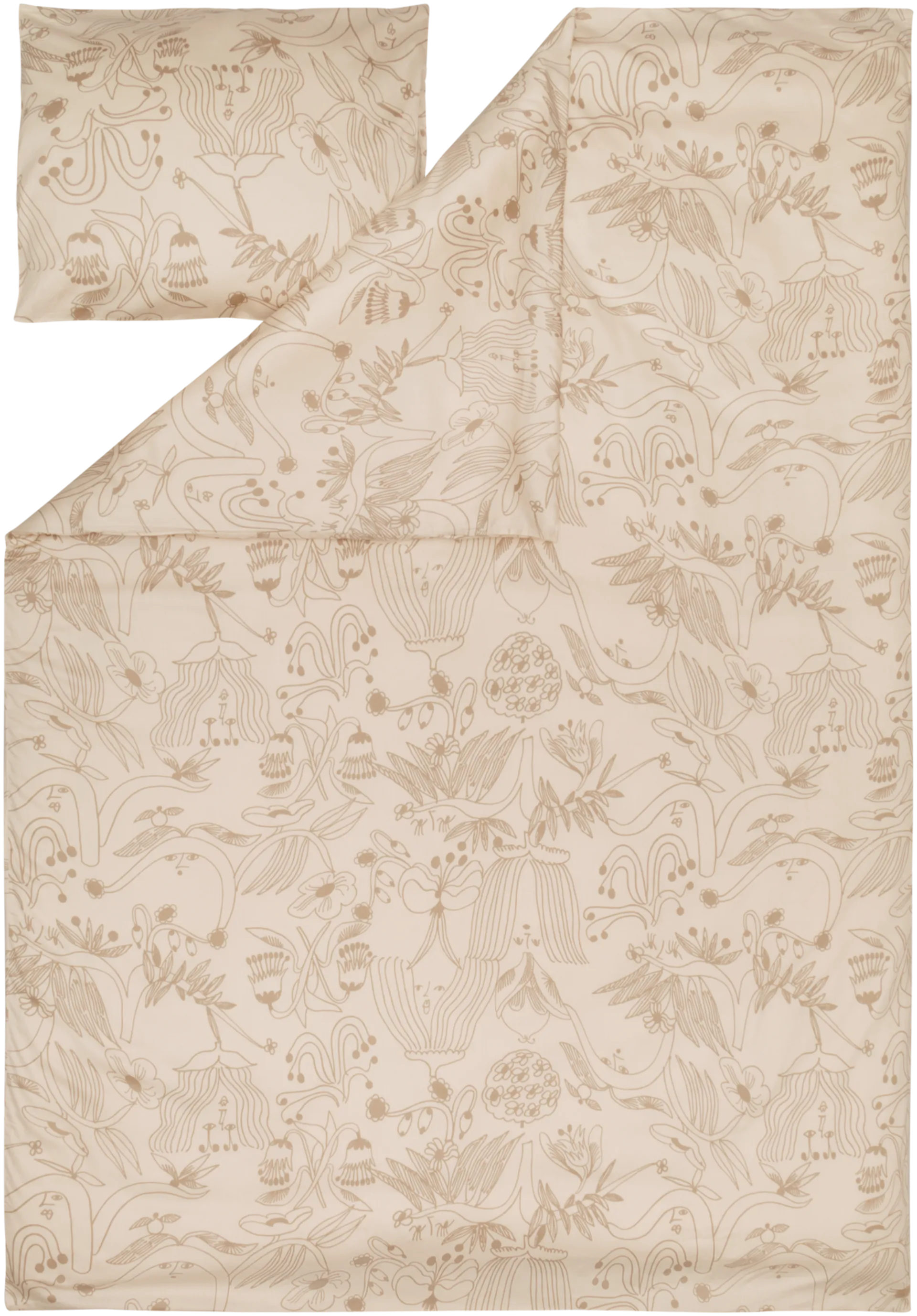 Arabia satiinipussilakanasetti Puutarhurit 150x210 cm, beige - 1