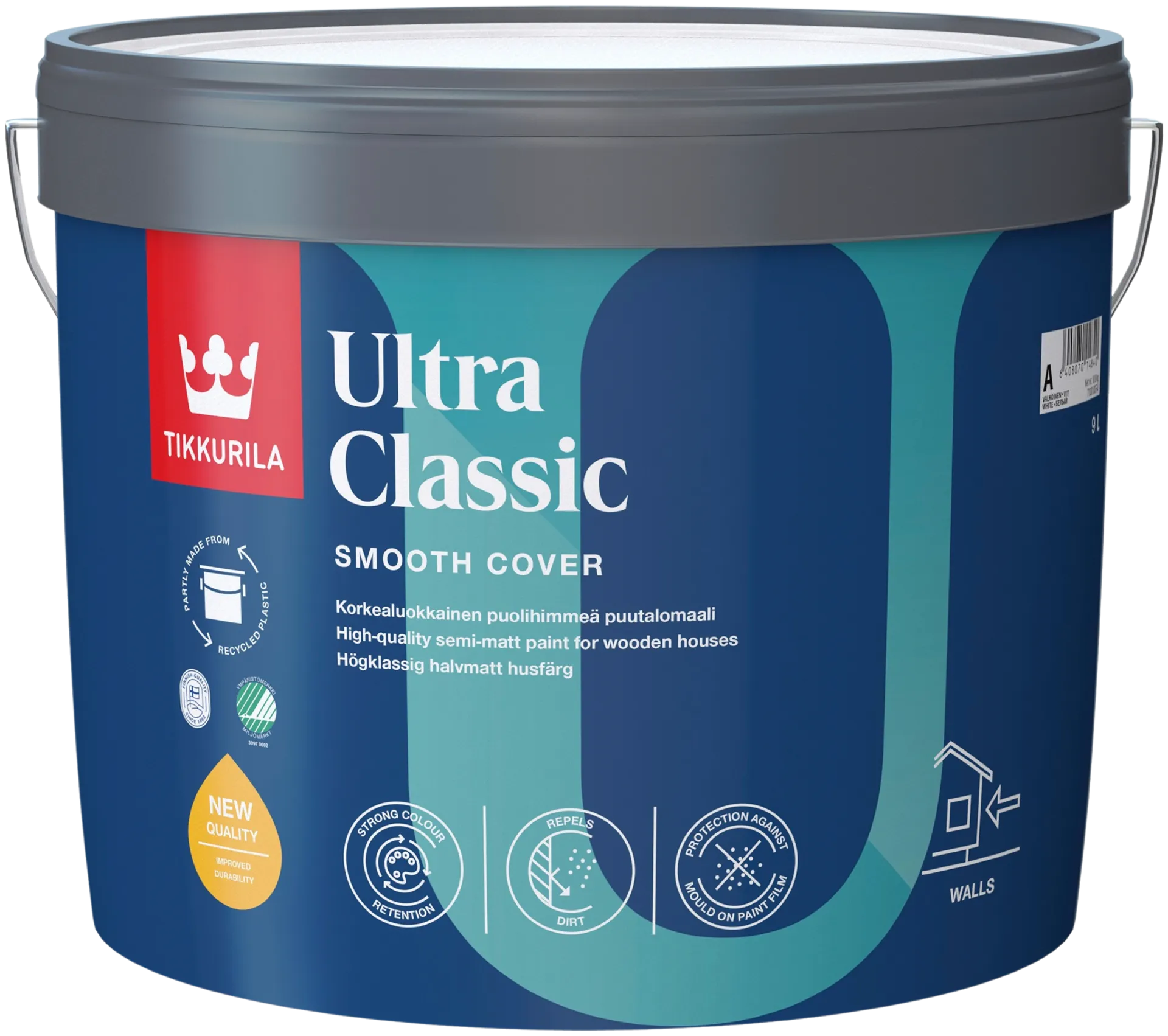 Tikkurila puutalomaali Ultra Classic 9 l A valkoinen sävytettävissä puolihimmeä