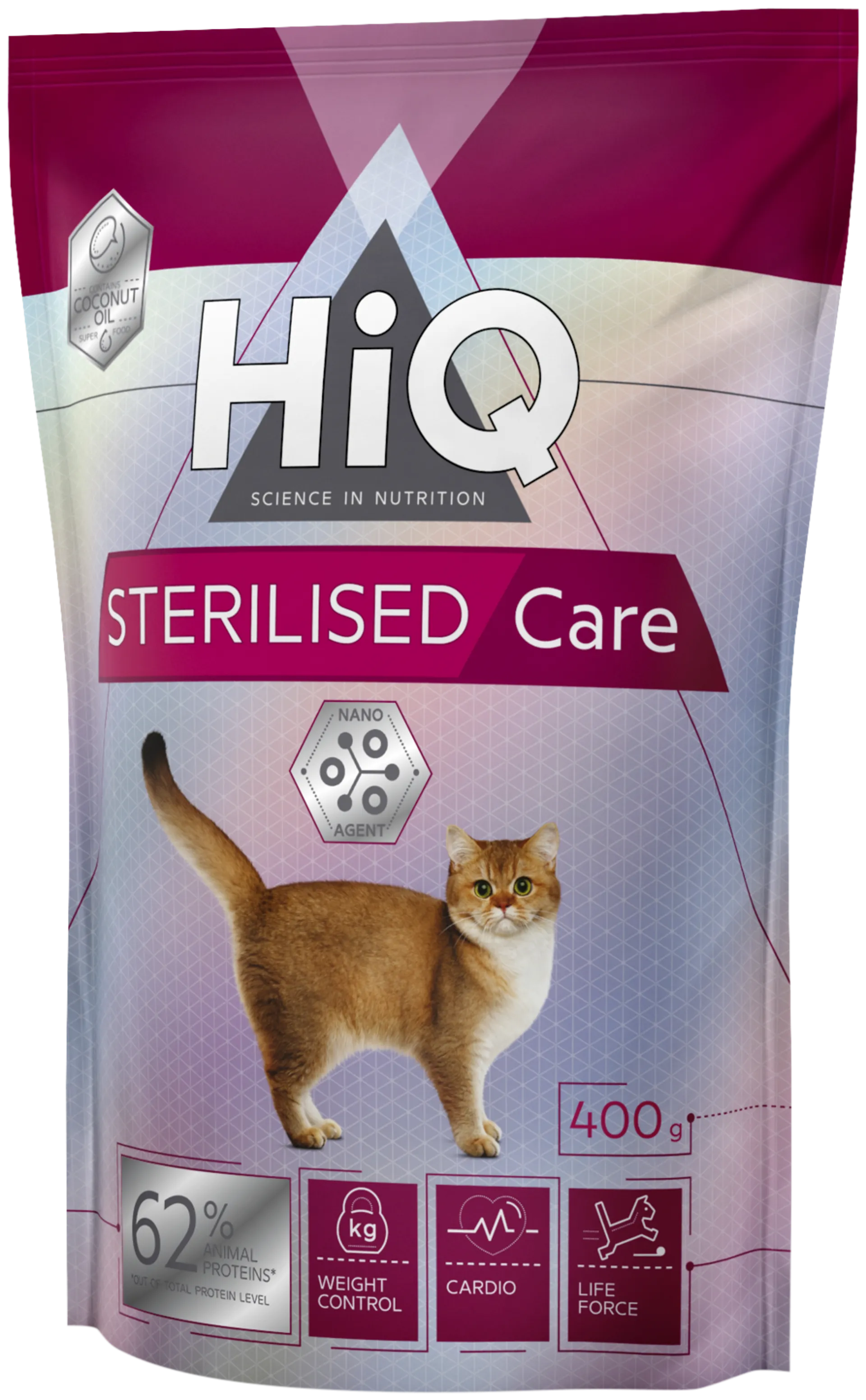 HiQ Sterilised Care leikattujen kissojen täysravinto 400 g
