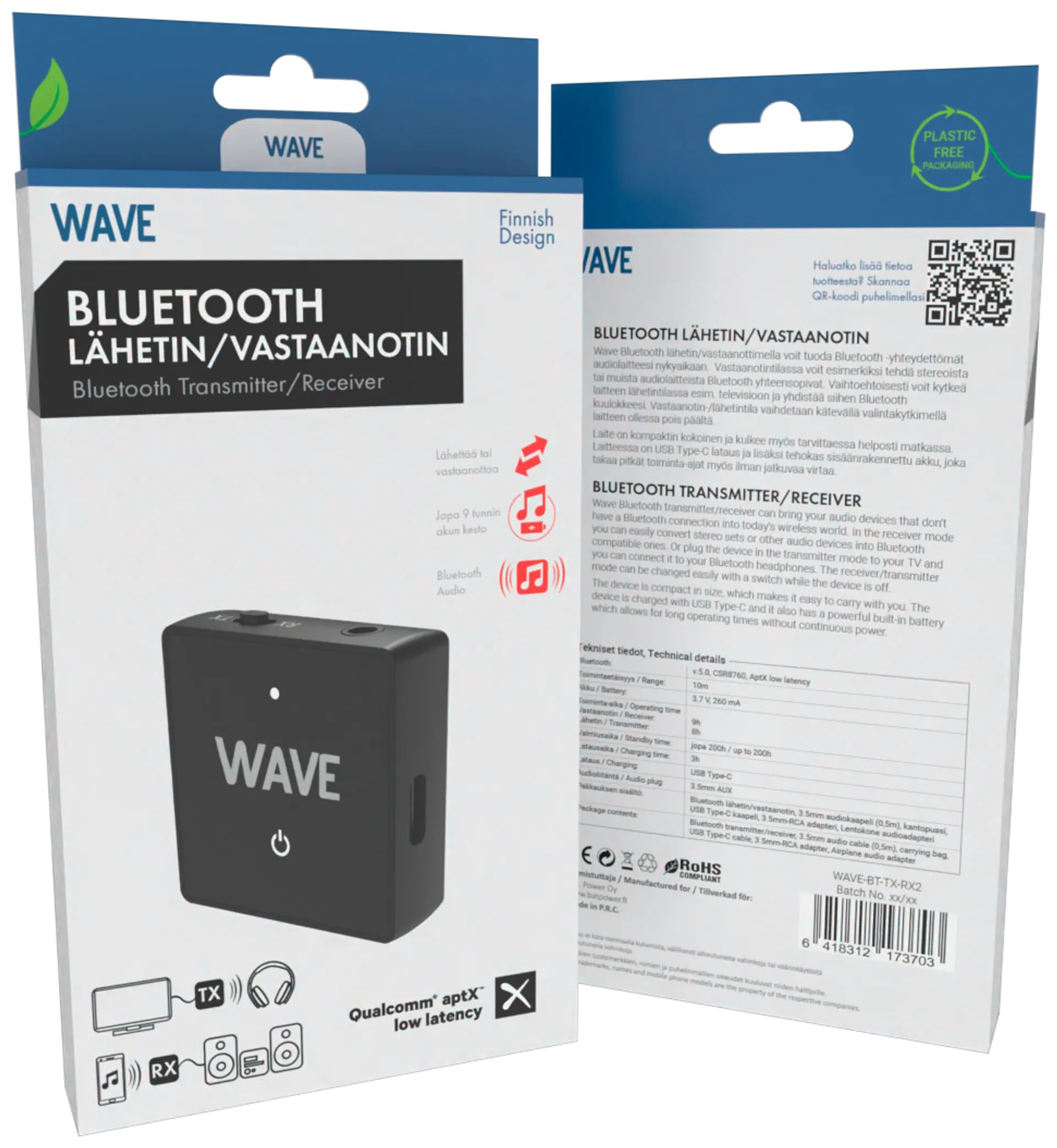 Wave Bluetooth lähetin/vastaanotin, Musta - 5