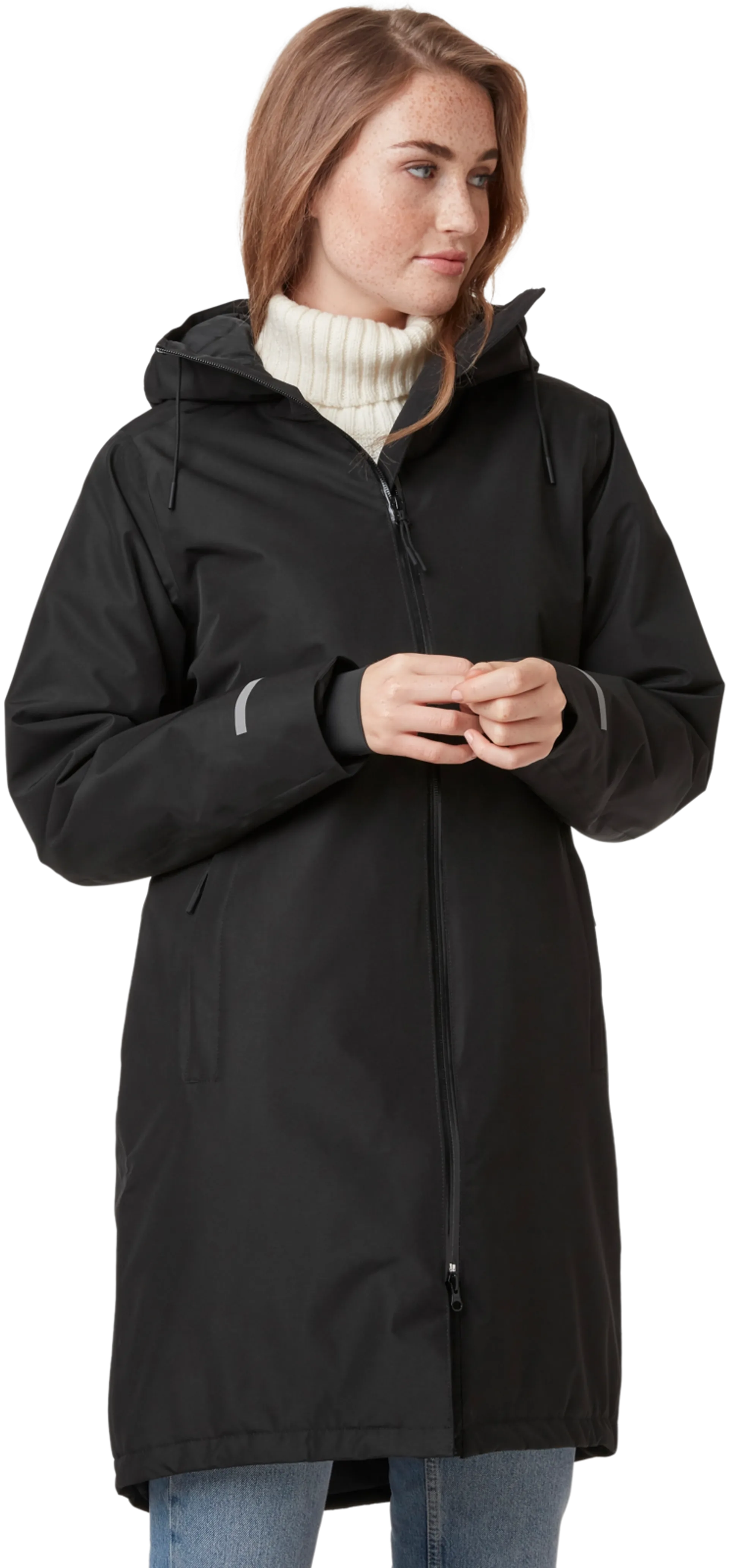 Helly Hansen naisten pitkä kevytvanutakki Aspire Rain 53517 - BLACK - 3