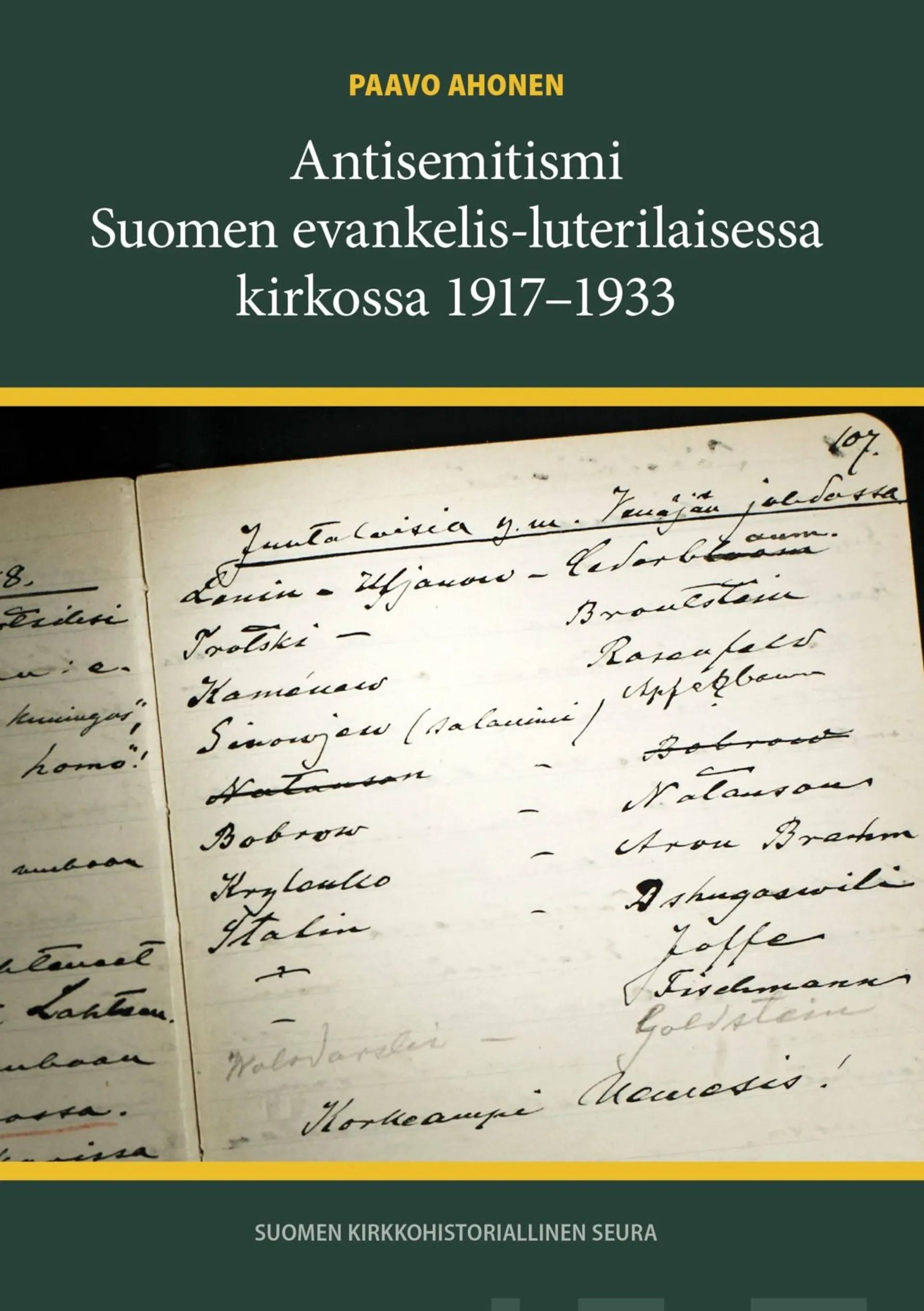 Ahonen, Antisemitismi Suomen evankelis-luterilaisessa kirkossa 1917-1933