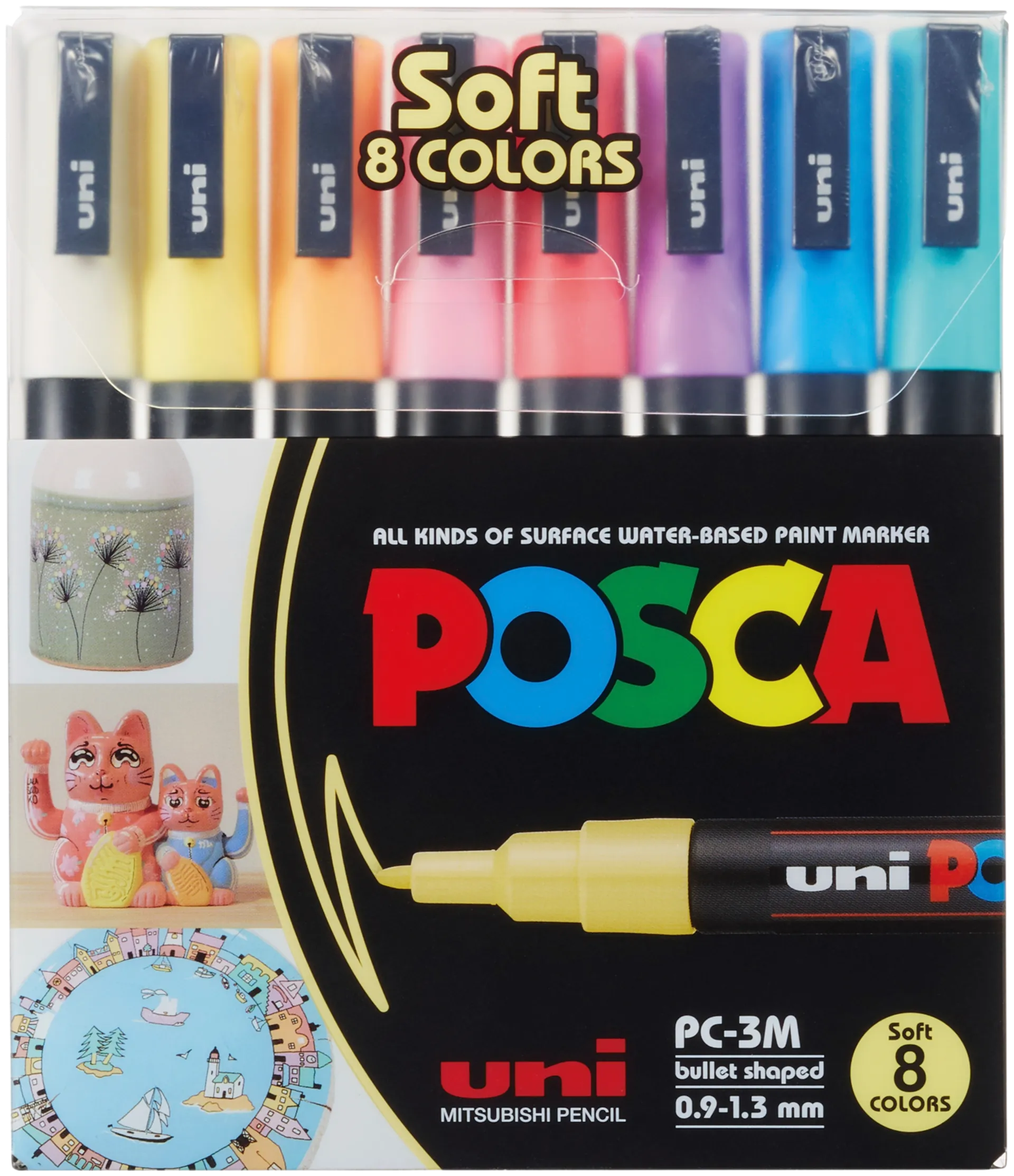 POSCA Marker 8kpl PC-3M 0,9-1,3mm pastel