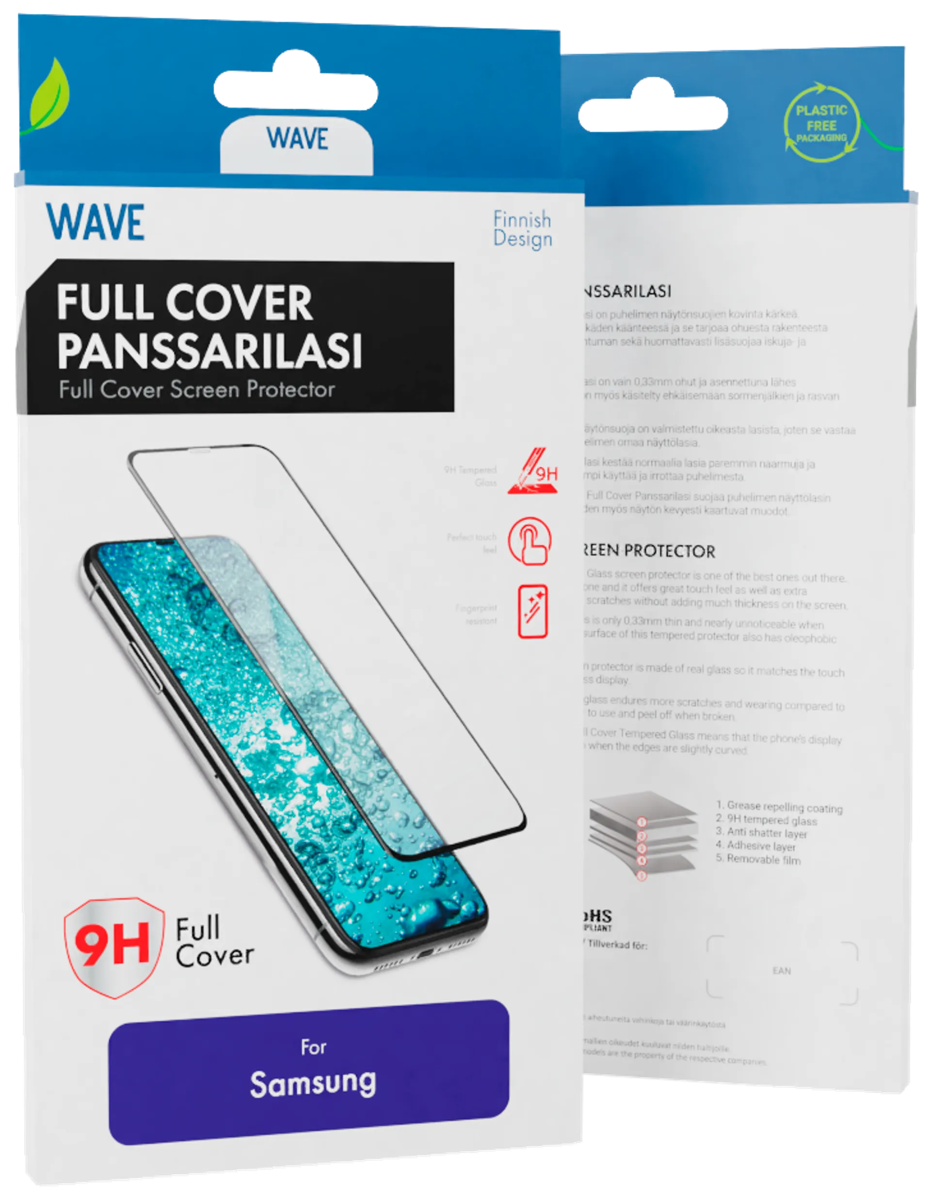 Wave Full Cover Panssarilasi, Samsung Galaxy S24, Musta Kehys