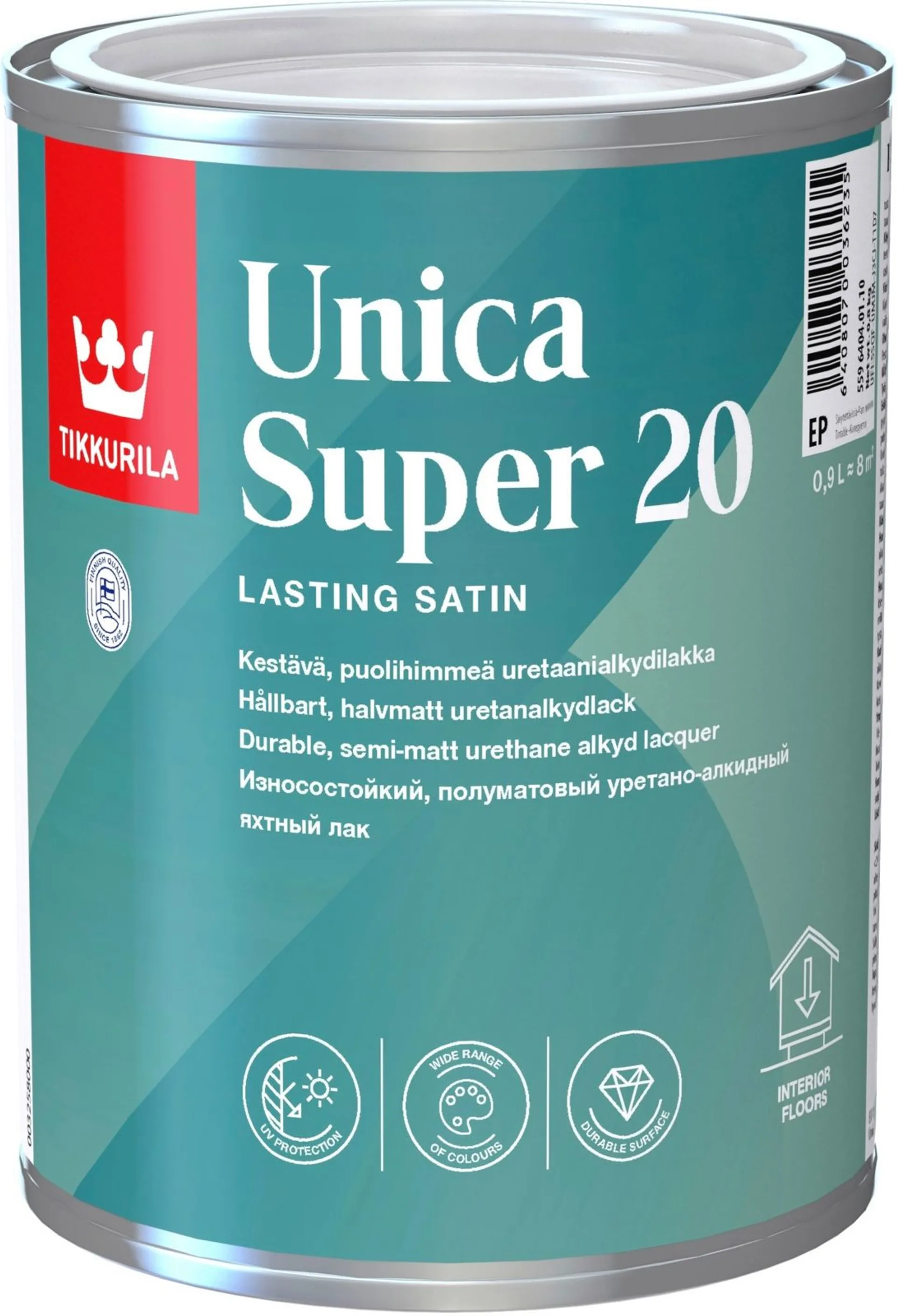 Tikkurila Unica Super 20 uretaanialkydilakka 0,9l sävytettävissä puolihimmeä