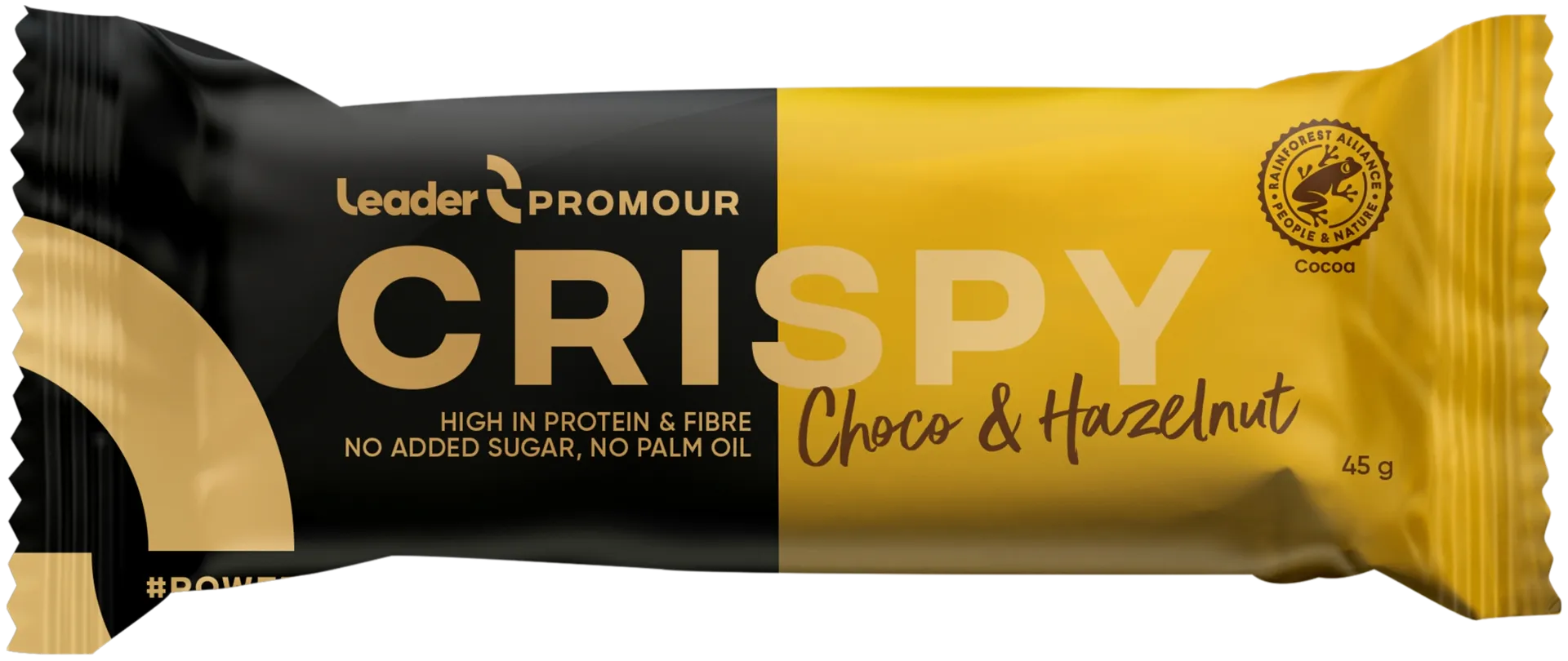 Leader Promour Crispy maitosuklaa & hasselpähkinä proteiinipatukka 45 g