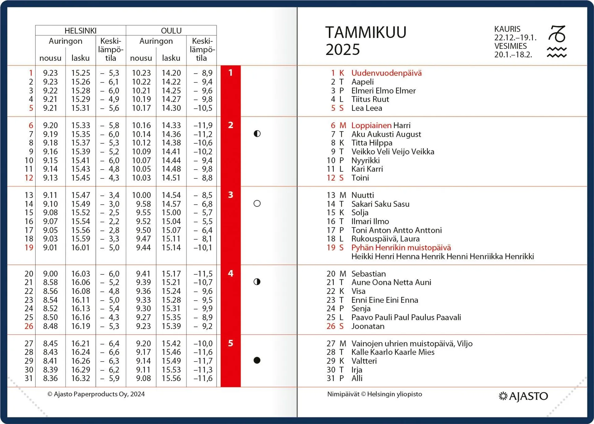 Taskukalenteri Ajastaika, tummansininen - 3