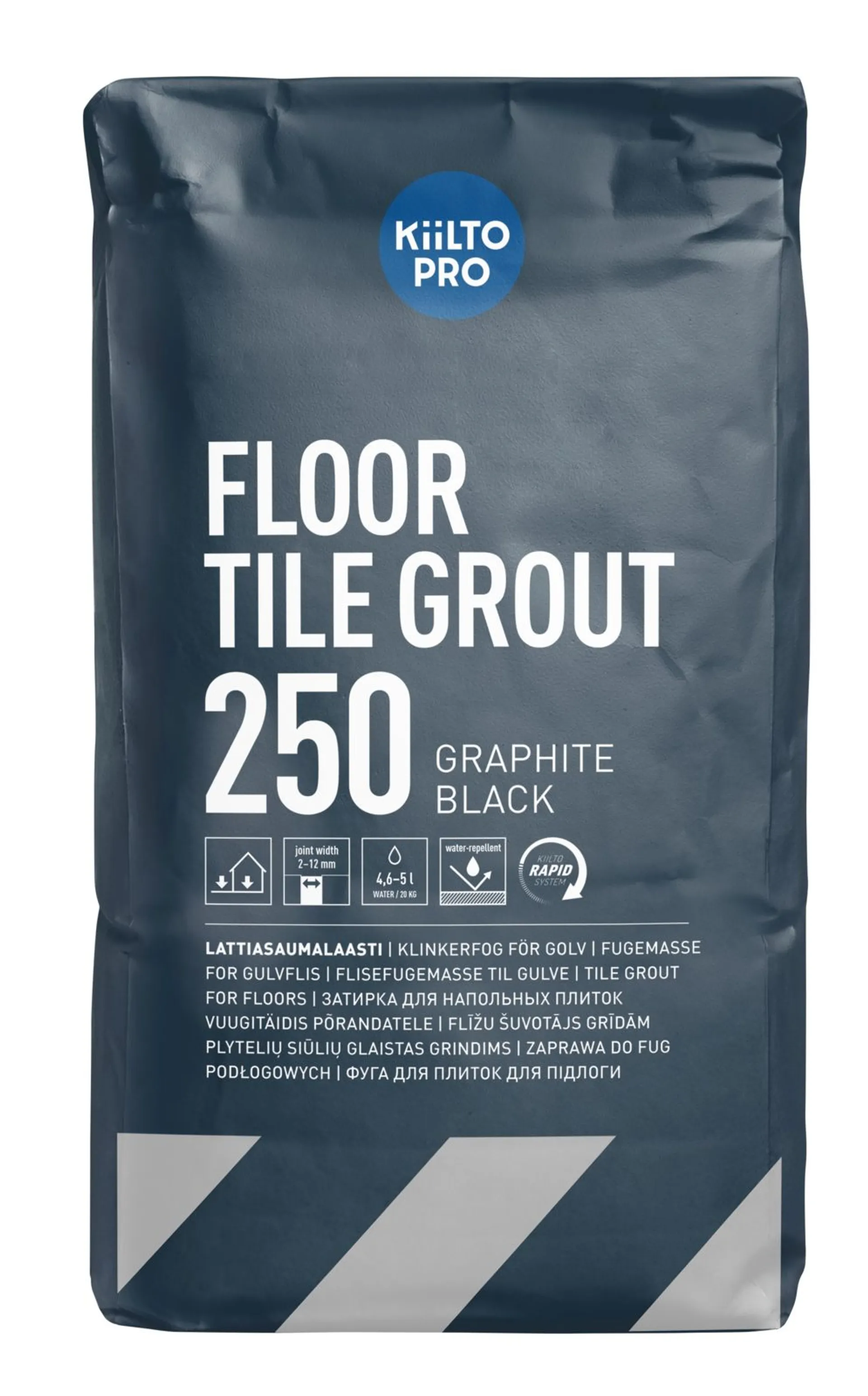 Kiilto Pro Floor Tile grout lattiasaumalaasti 250 graphite black 20 kg