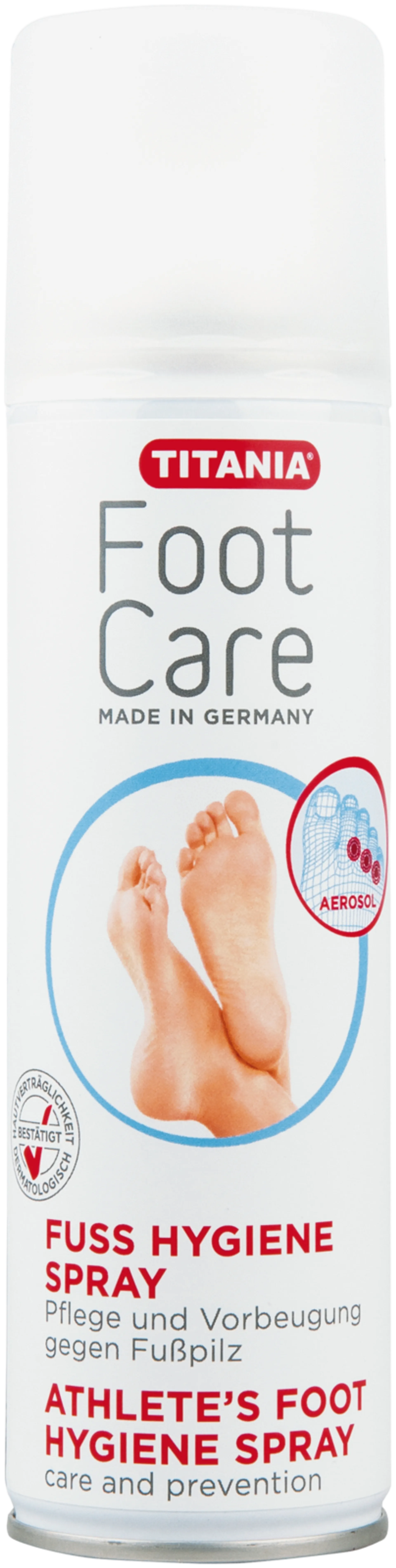 Titania Foot Care virkistävä jalkasuihke antaa jaloille kevyen ja raikkaan tuoksun ja pitää jalat raikkaana koko päivän. Jalkasuihke neutraloi hajuja ja vähentää kosteutta.