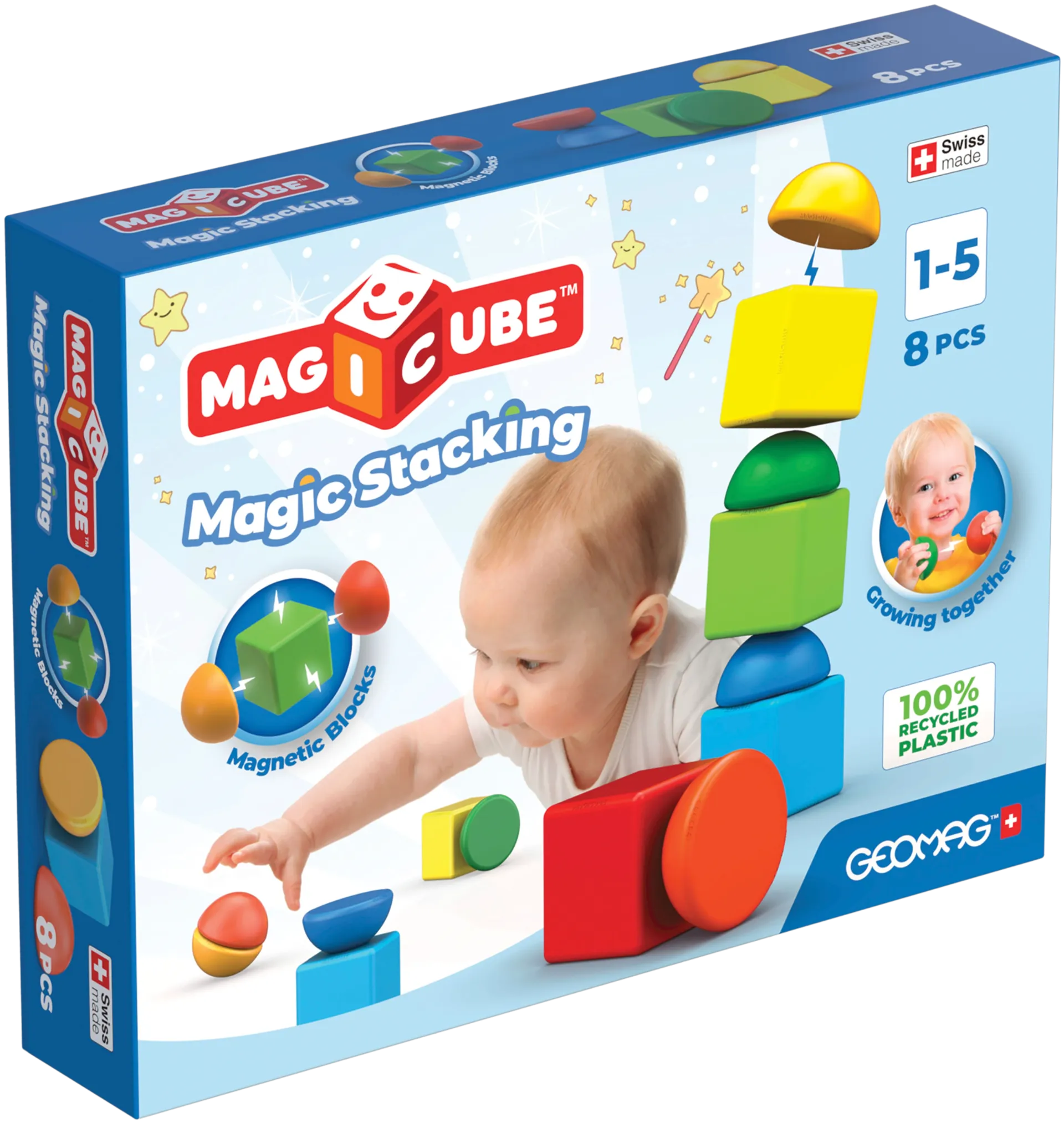 Geomag Magicube Magic Stacking magneettiset rakennuspalikat 8 kpl - 1