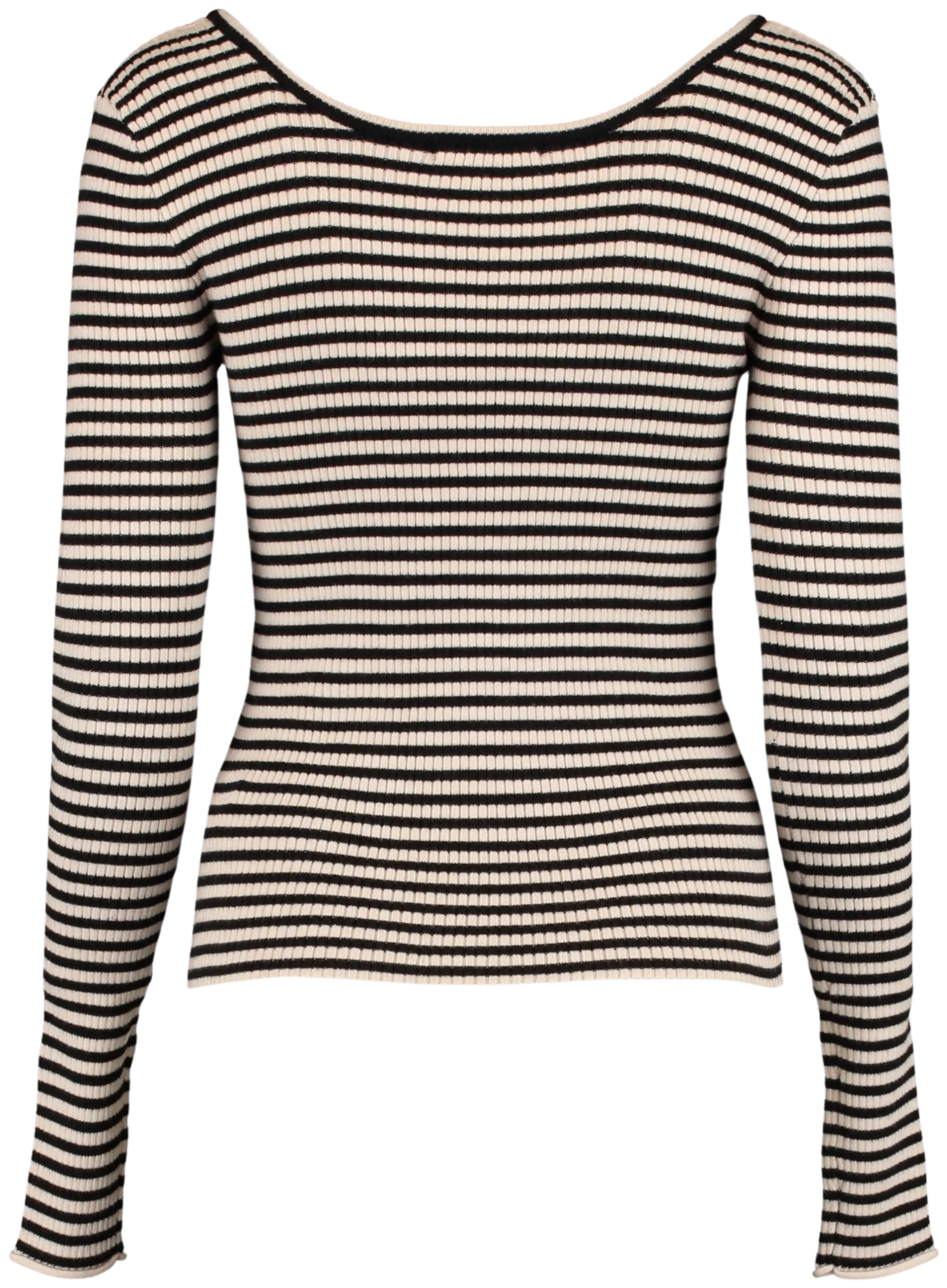 Hailys naisten raidallinen ribbineule Runa - beige/black stripe - 3