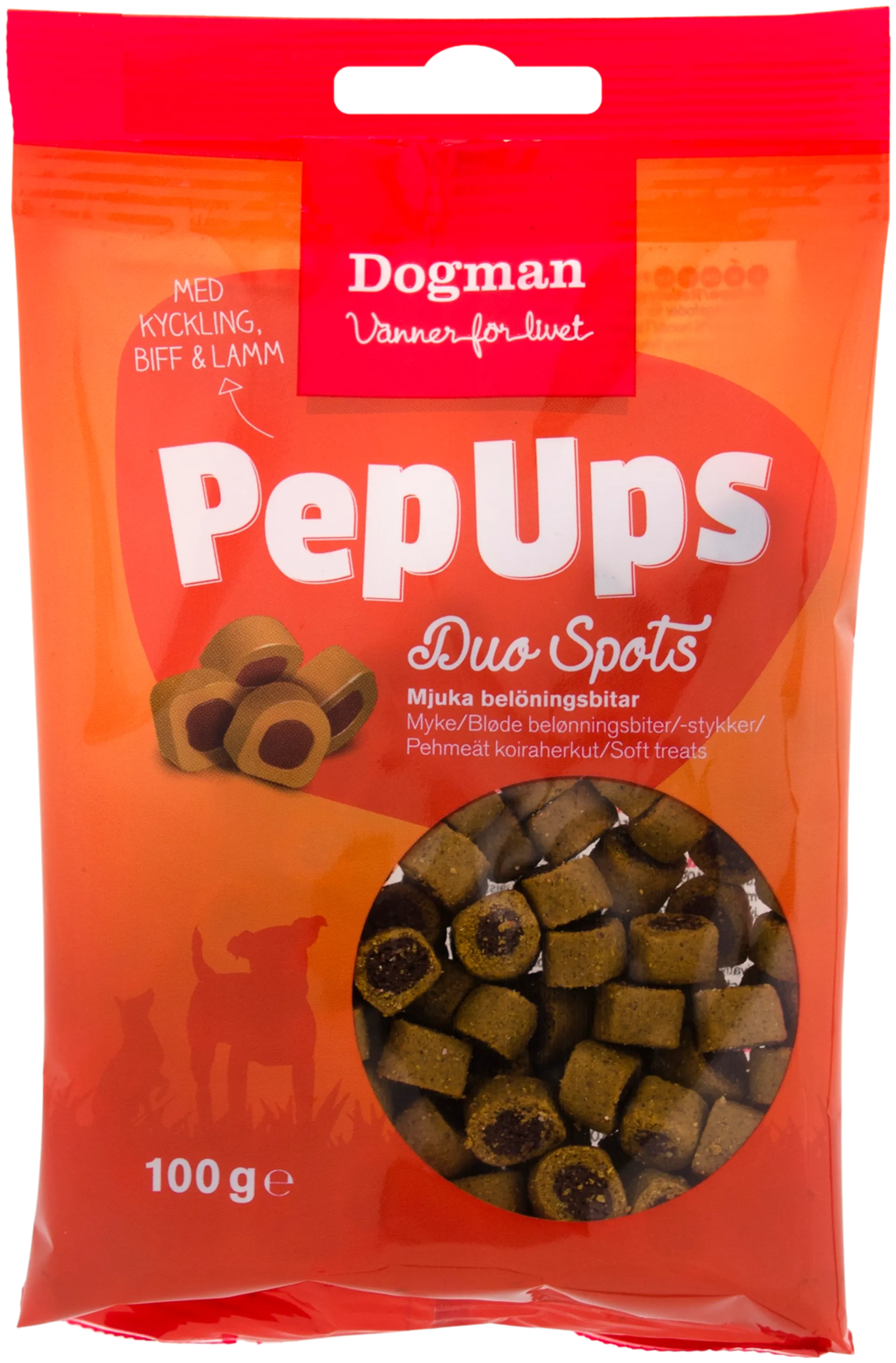 Dogman PepUps Duo Spots pehmeät koiranherkut 100g