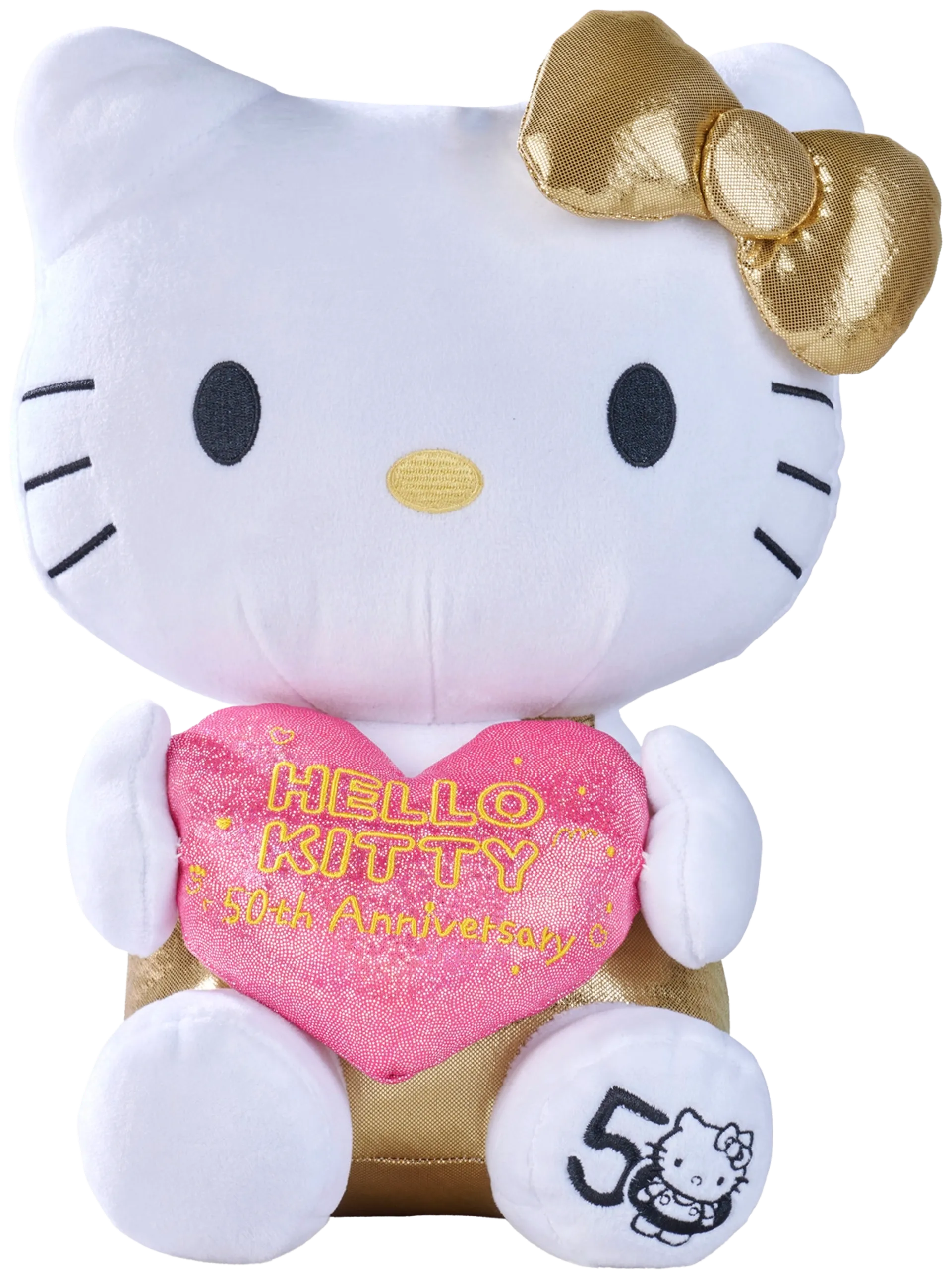 Hello Kitty 50-vuotisjuhlapehmo, 30 cm, Golden edition lahjapakkaus - 2