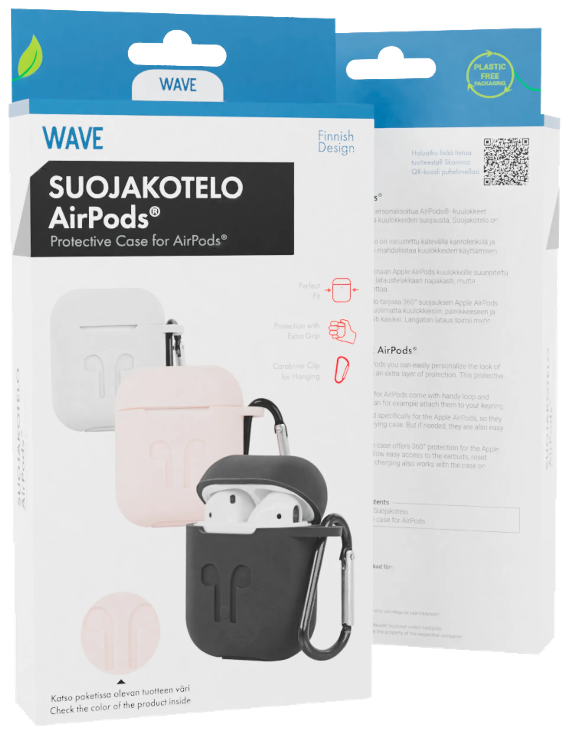 Wave Silikonikuori, Apple AirPods (1. ja 2. sukupolvi), Vaaleanpunainen - 1