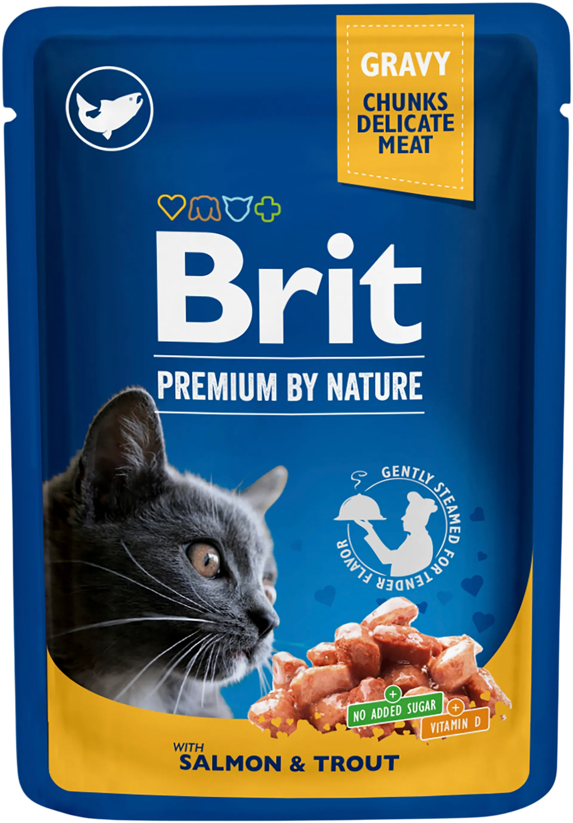 Brit Premium by Nature Lohta ja taimenta kastikkeessa kissoille 100 g