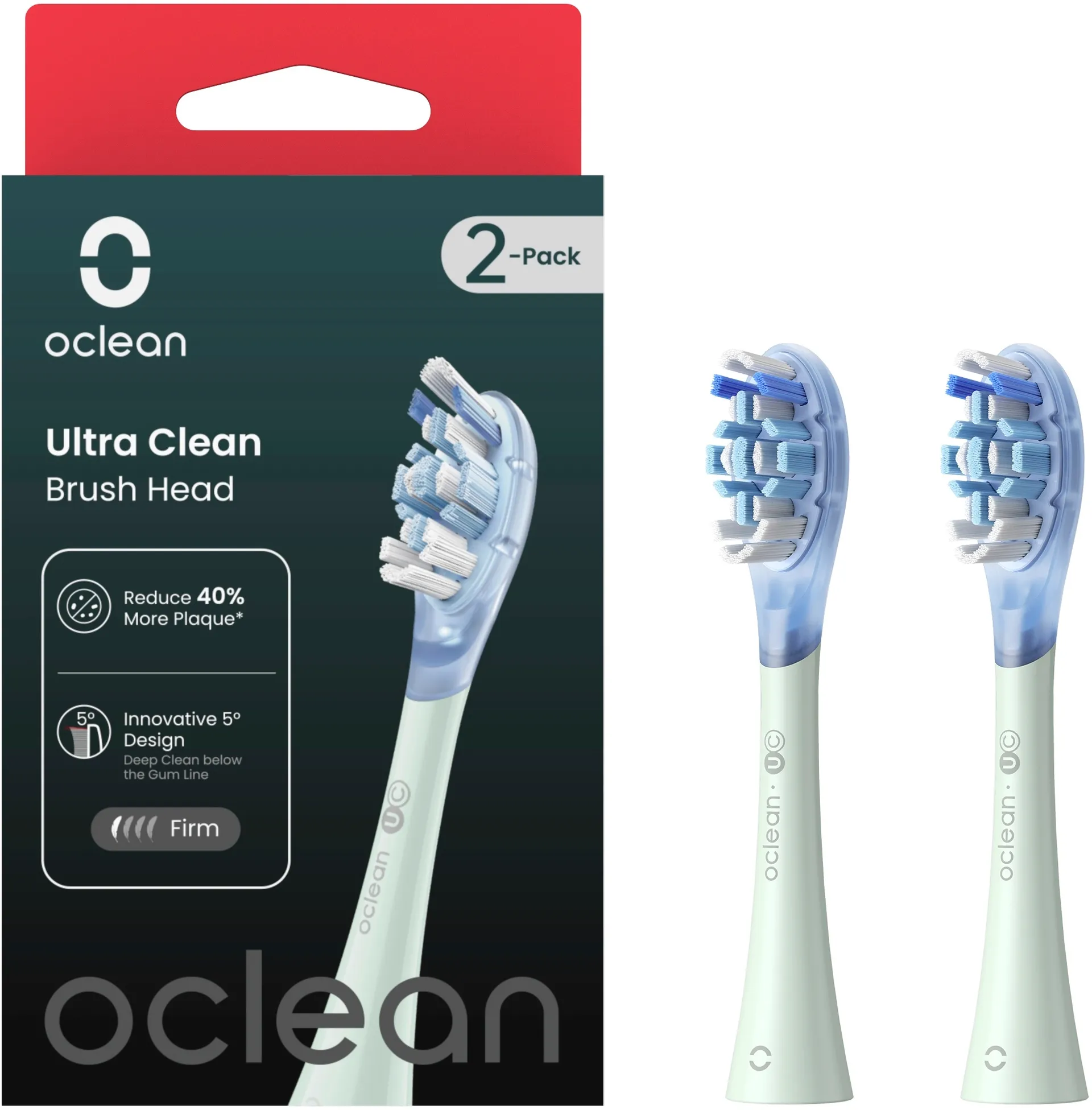 Oclean Ultra Clean -harjaspää, 2 kpl, Vihreä - 4