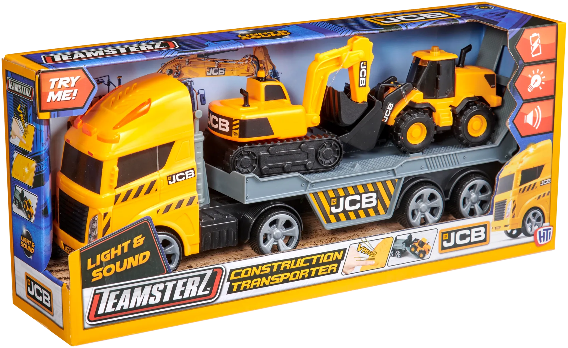 Teamsterz  JCB Light&Sound Construction Transporter autonkuljetusauto ja 2 työmaa-ajoneuvoa - 3