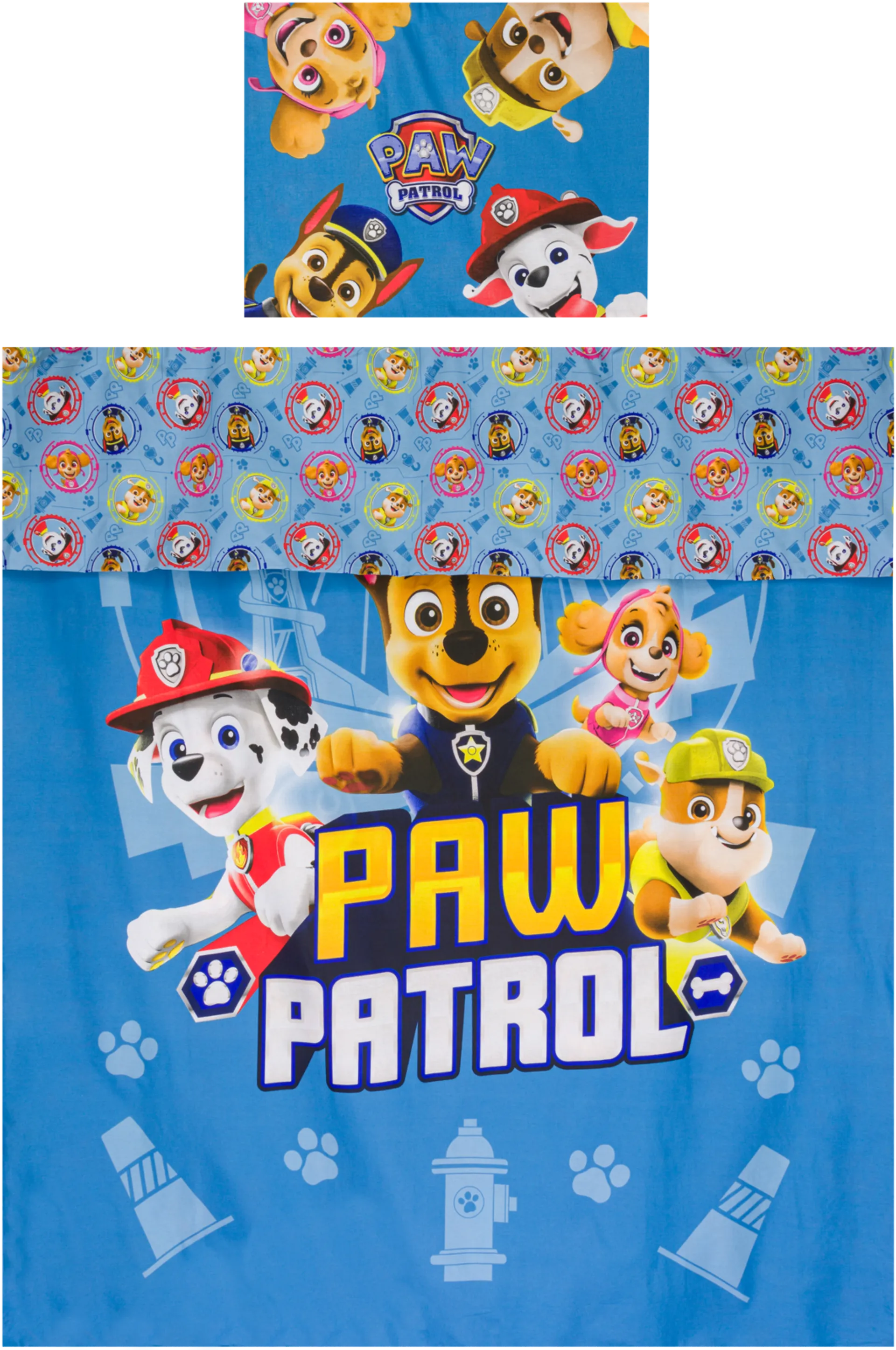 Nickelodeon lasten pussilakanasetti Paw Patrol 150 x 210 cm + 50 x 60 cm sininen