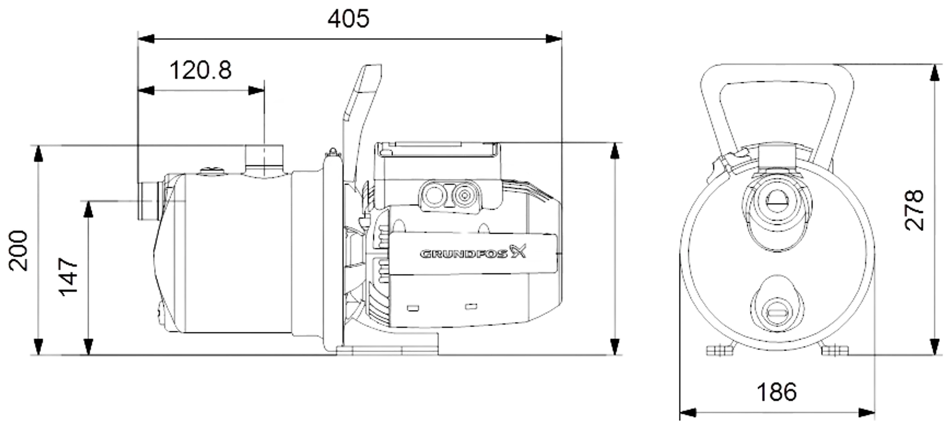 Grundfos JP 4-47 puutarhapumppu 1x230V 1,5m - 2