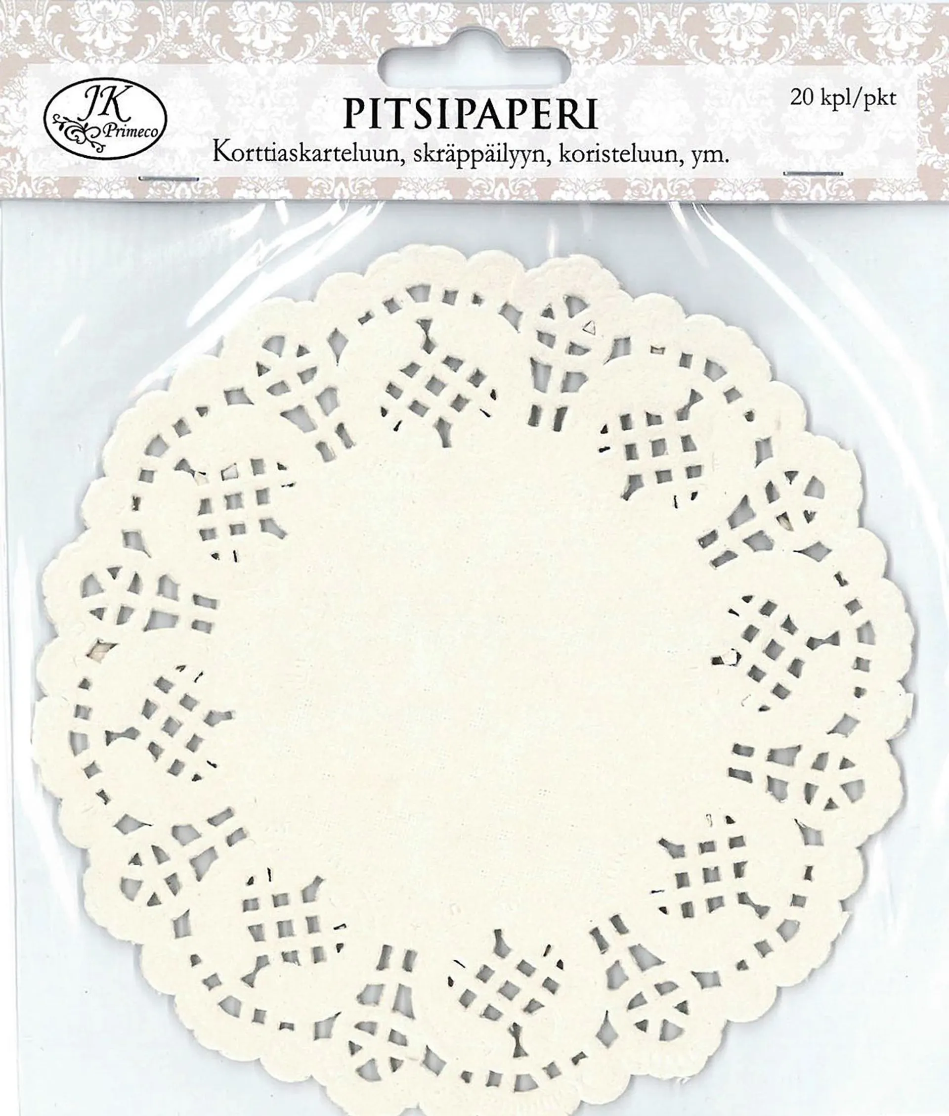 J.K. Primeco pitsipaperi iso ympyrä luonnonvalkoinen 20kpl/pkt