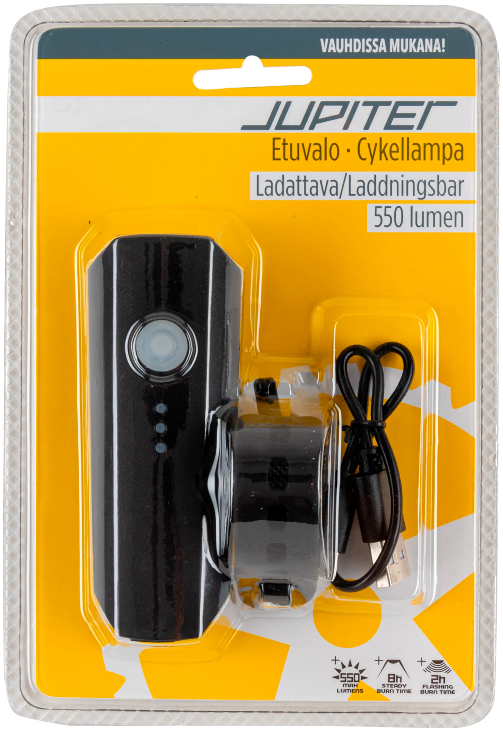 Jupiter polkupyörän etuvalo 550 lm 900 mAh, ladattava