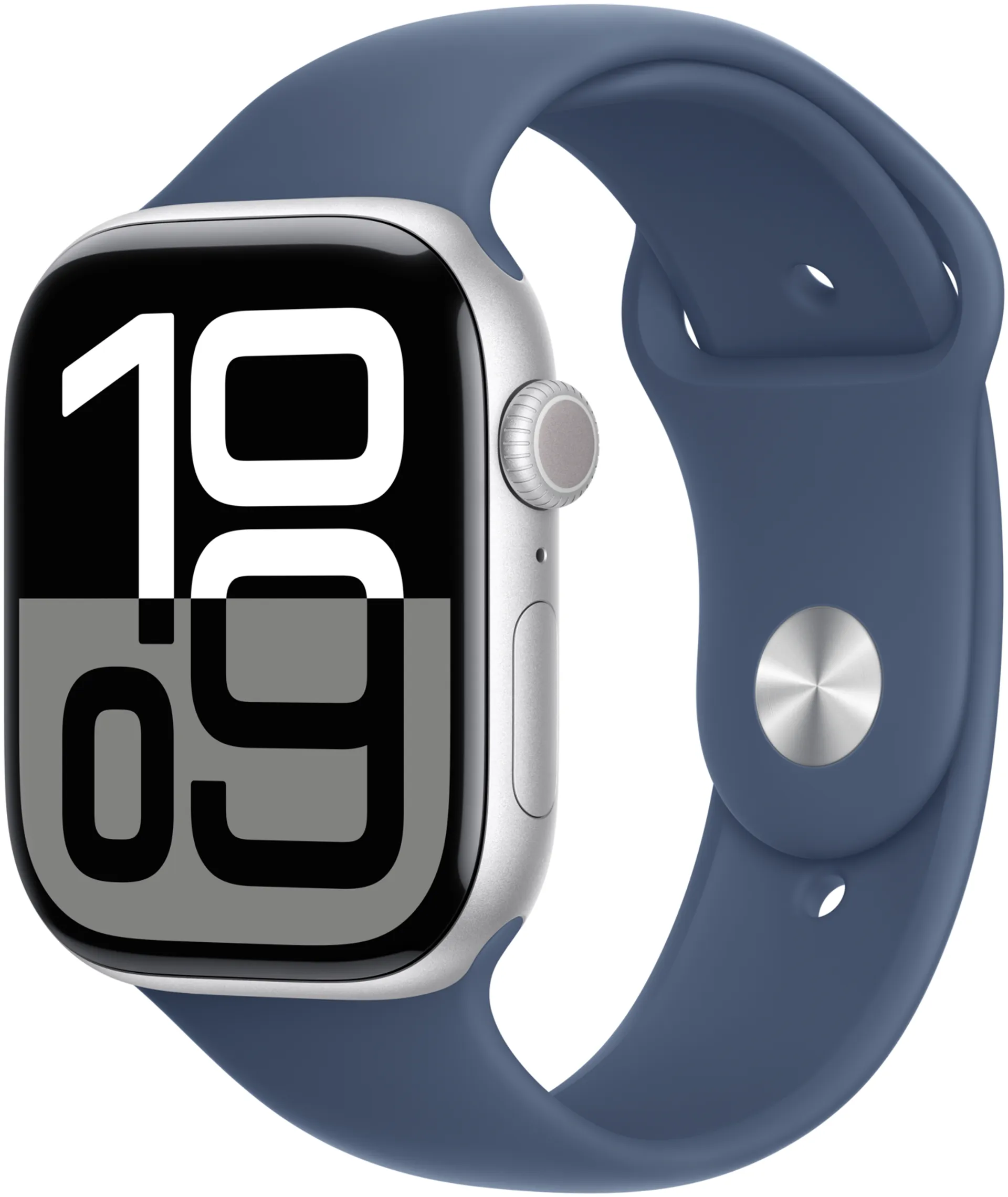 Apple Watch Series 10 GPS 42mm hopeinen alumiinikotelo, Denim Sport ranneke- S/M - MWWA3QN/A - 2