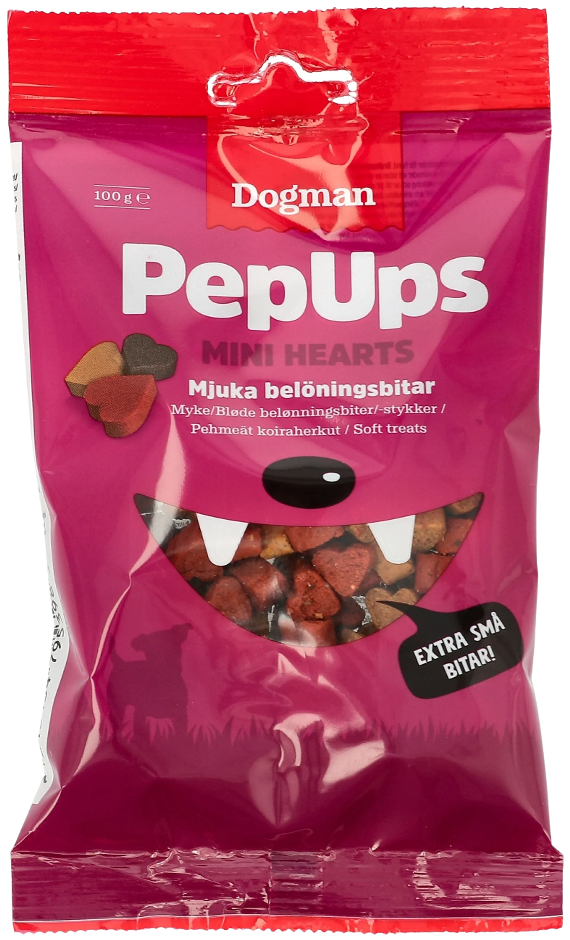 Dogman PepUps Mini Hearts pehmeät koiranherkut 100g