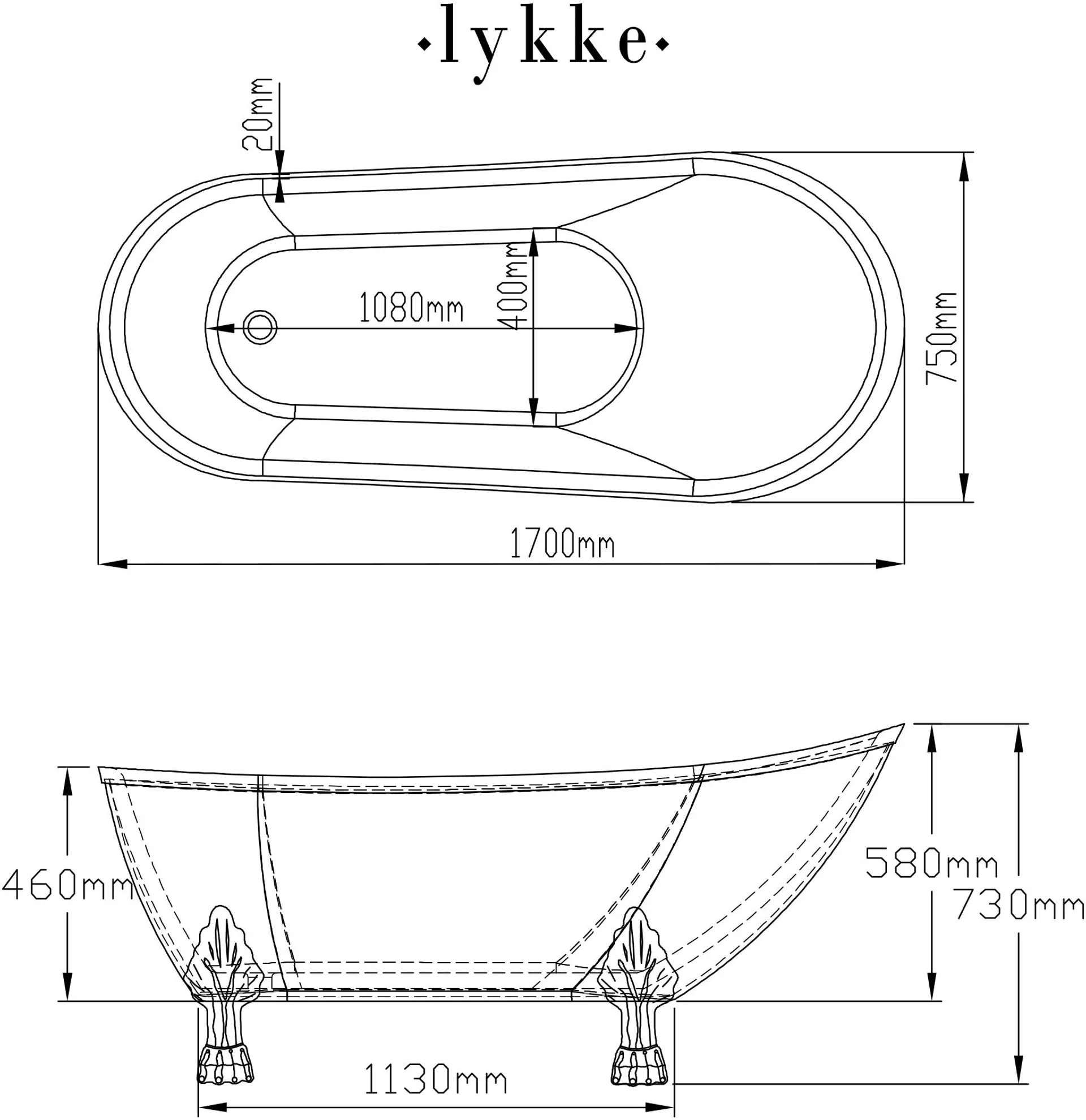 Lykke Tassuamme Nordic Deluxe 1700x750x730mm, valkoinen - 5