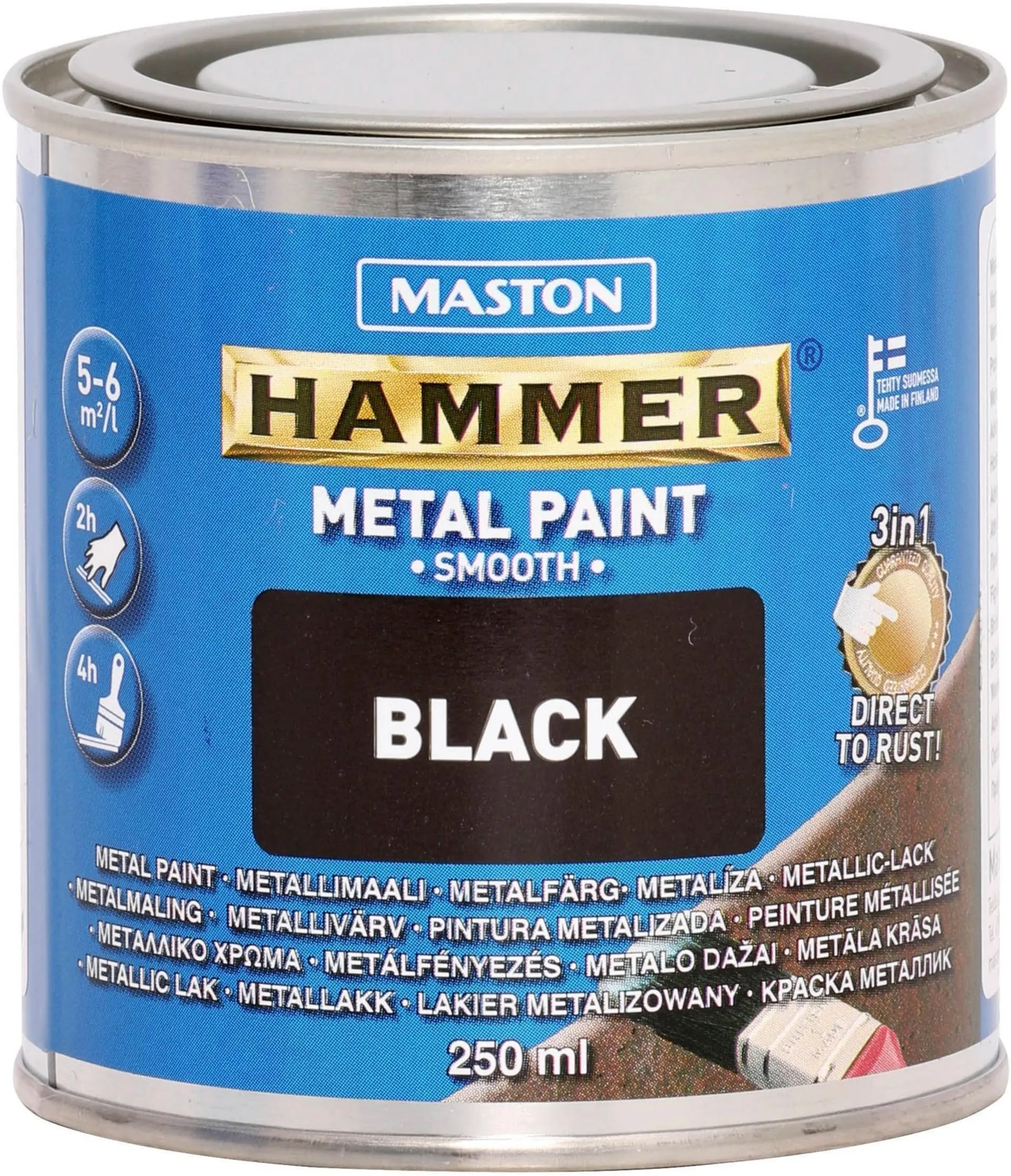 Maston metallimaali Hammer Sileä musta 250 ml - 1