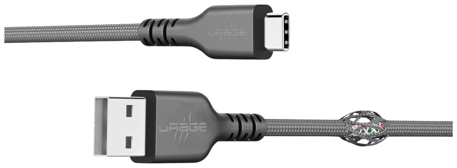 uRage USB-kaapeli, uFlex, USB-A plug - USB-C plug, mesh, 2.2 m - 2