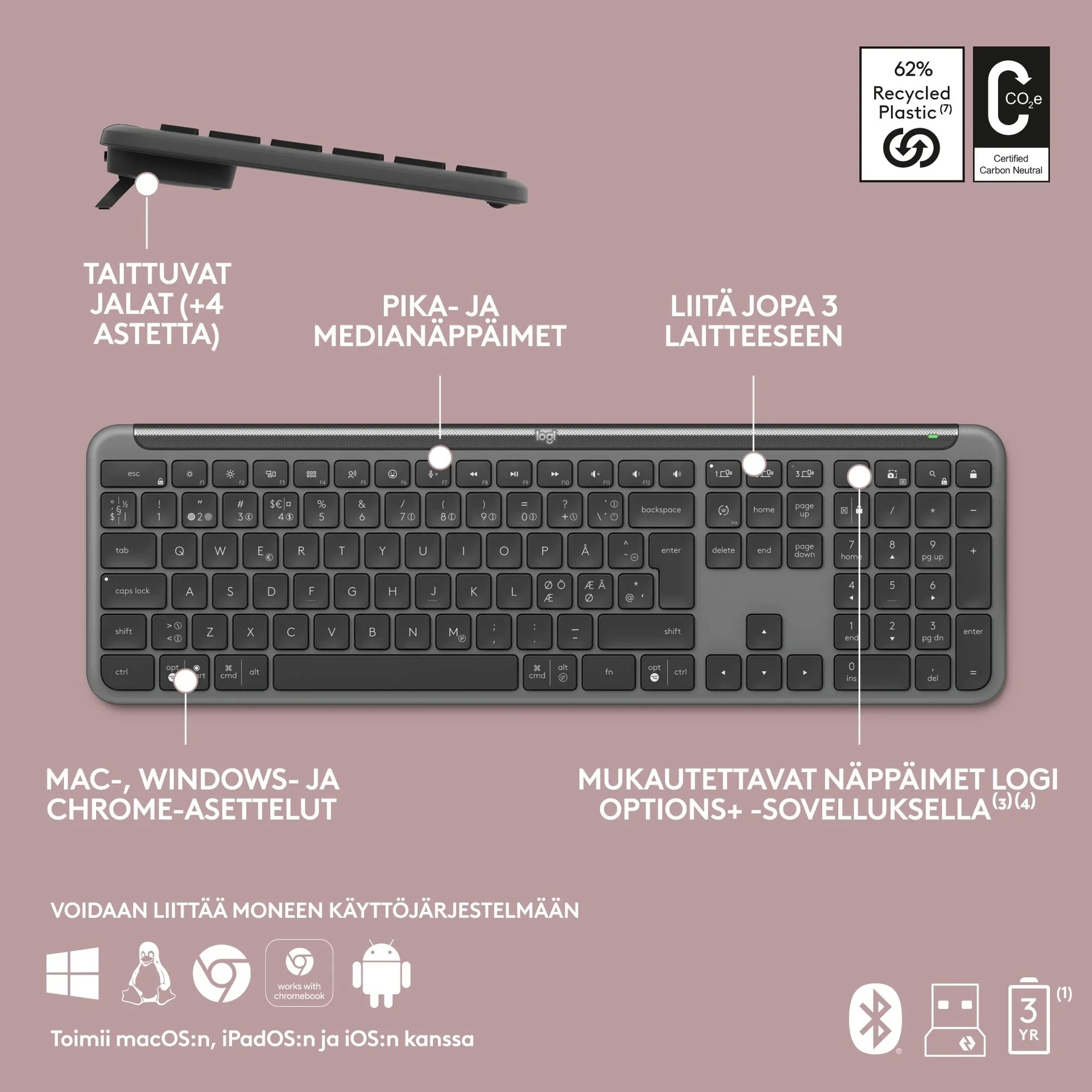 LOGITECH Signature Slim Wireless Keyboard K950 - Graphite - 2