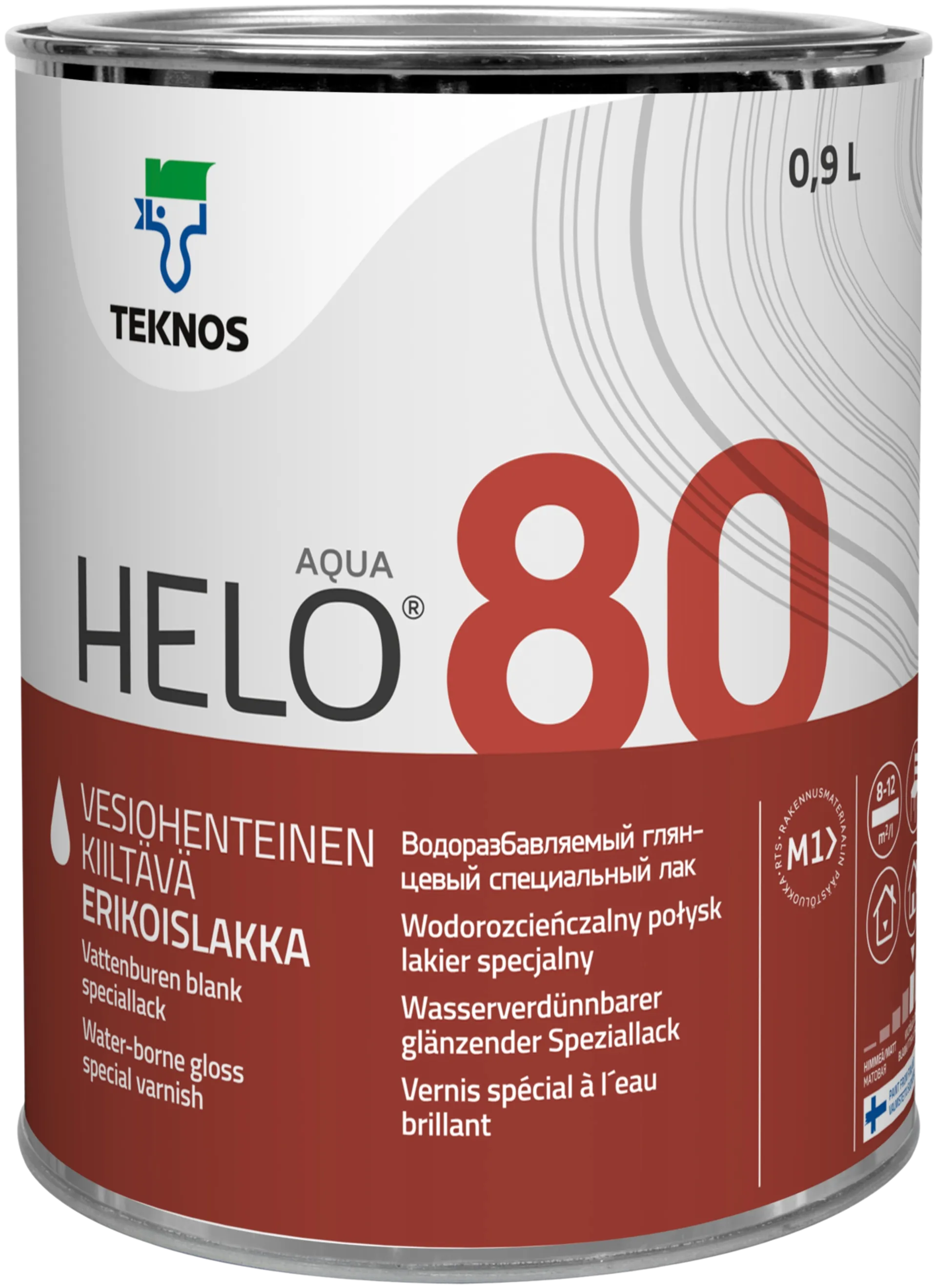 Teknos Helo Aqua 80 Erikoislakka 0,9L väritön sävytettävissä kiiltävä