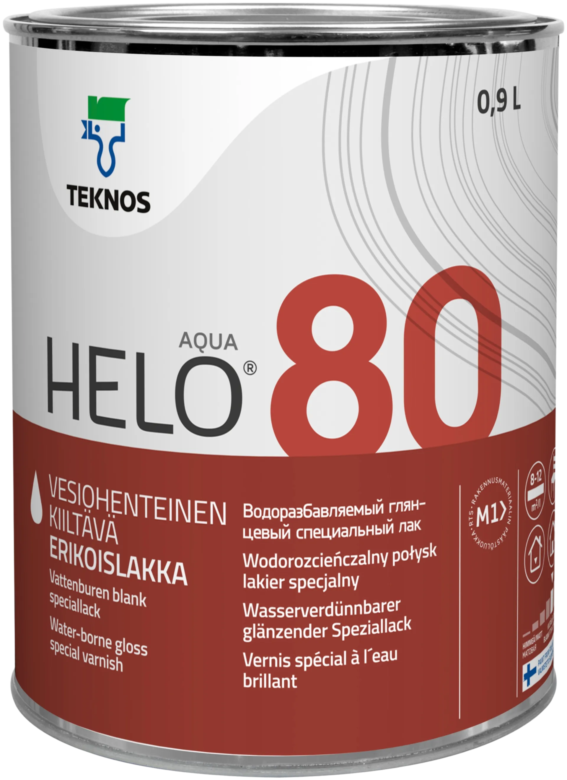 Teknos erikoislakka Helo Aqua 80 0,9 l väritön sävytettävissä kiiltävä