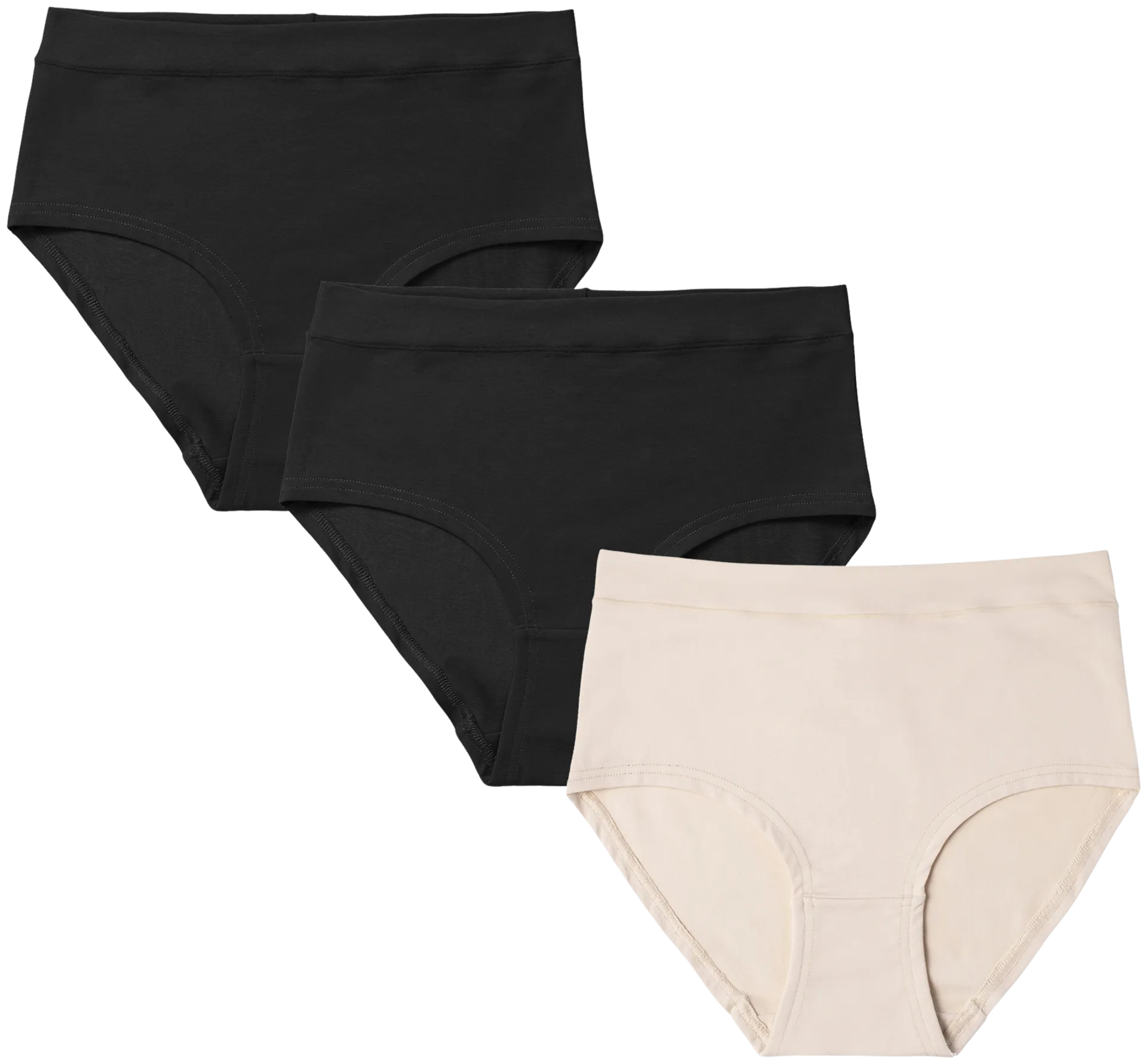 Pierre Robert naisten high waist alushousut 3-pack HU42 - PowderBlack