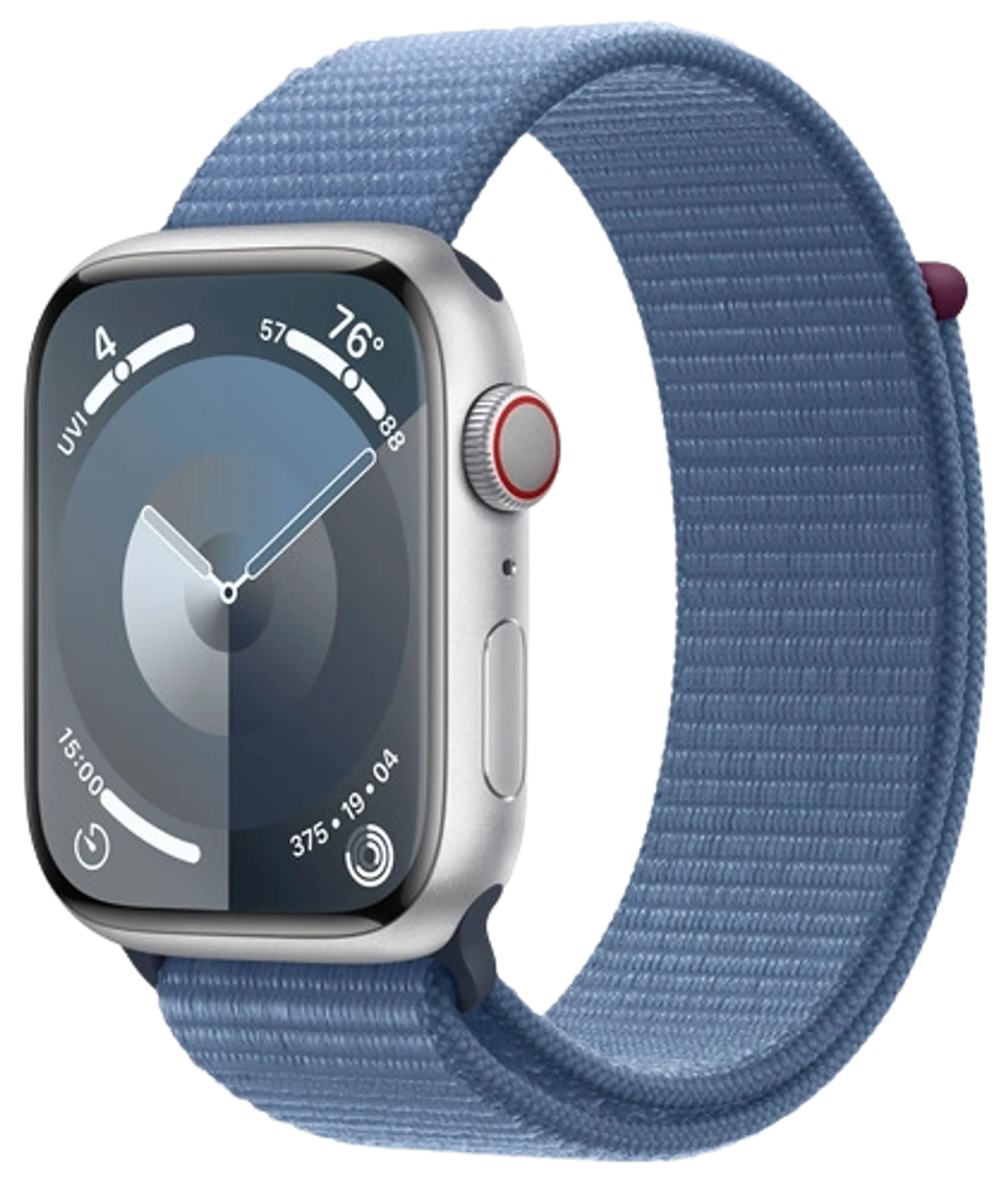 Apple watch Series 9 GPS + Cellular 45mm Hopeinen alumiinikotelo talvensininen urheiluranneke MRMJ3KS/A