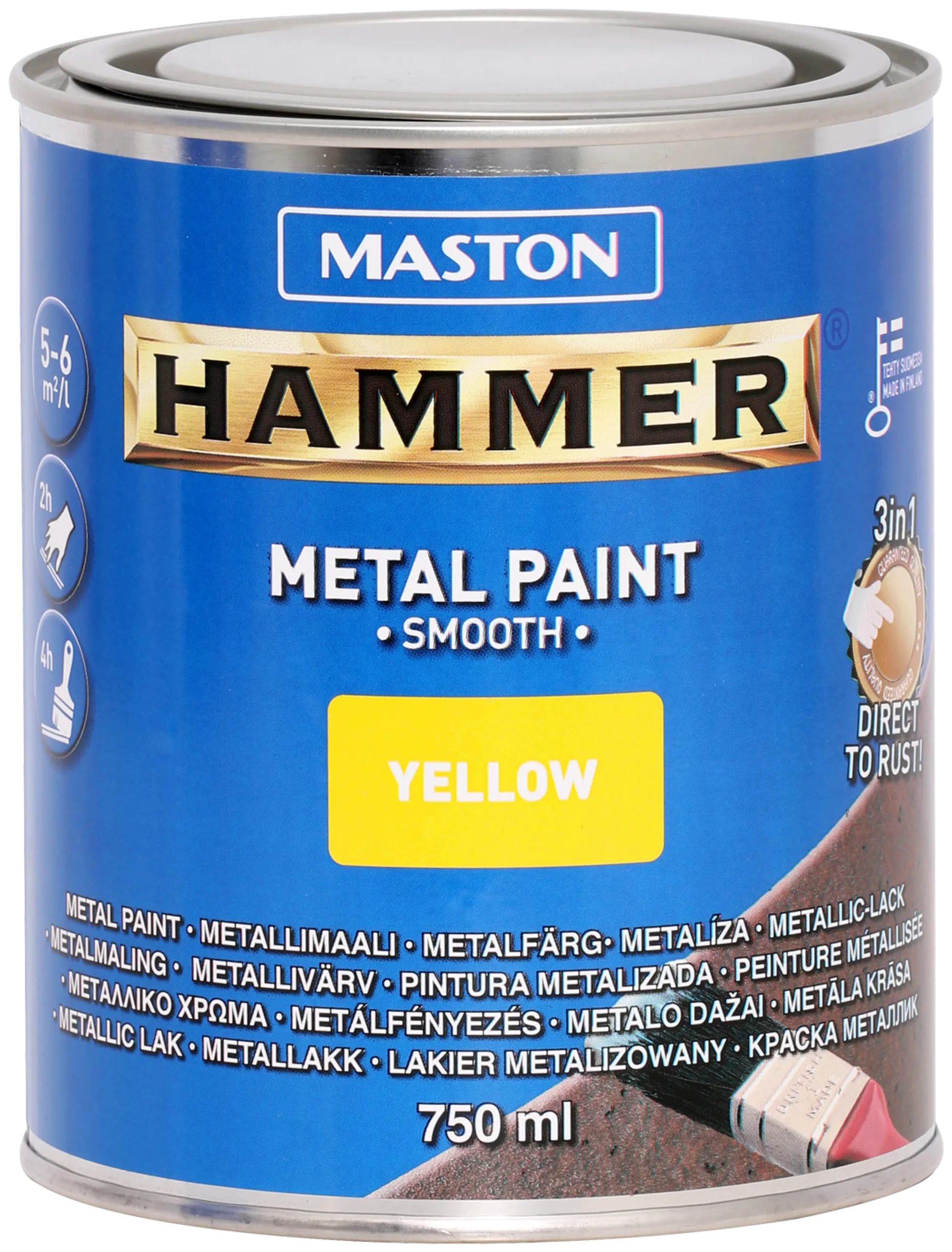 Maston metallimaali Hammer Sileä keltainen 750 ml