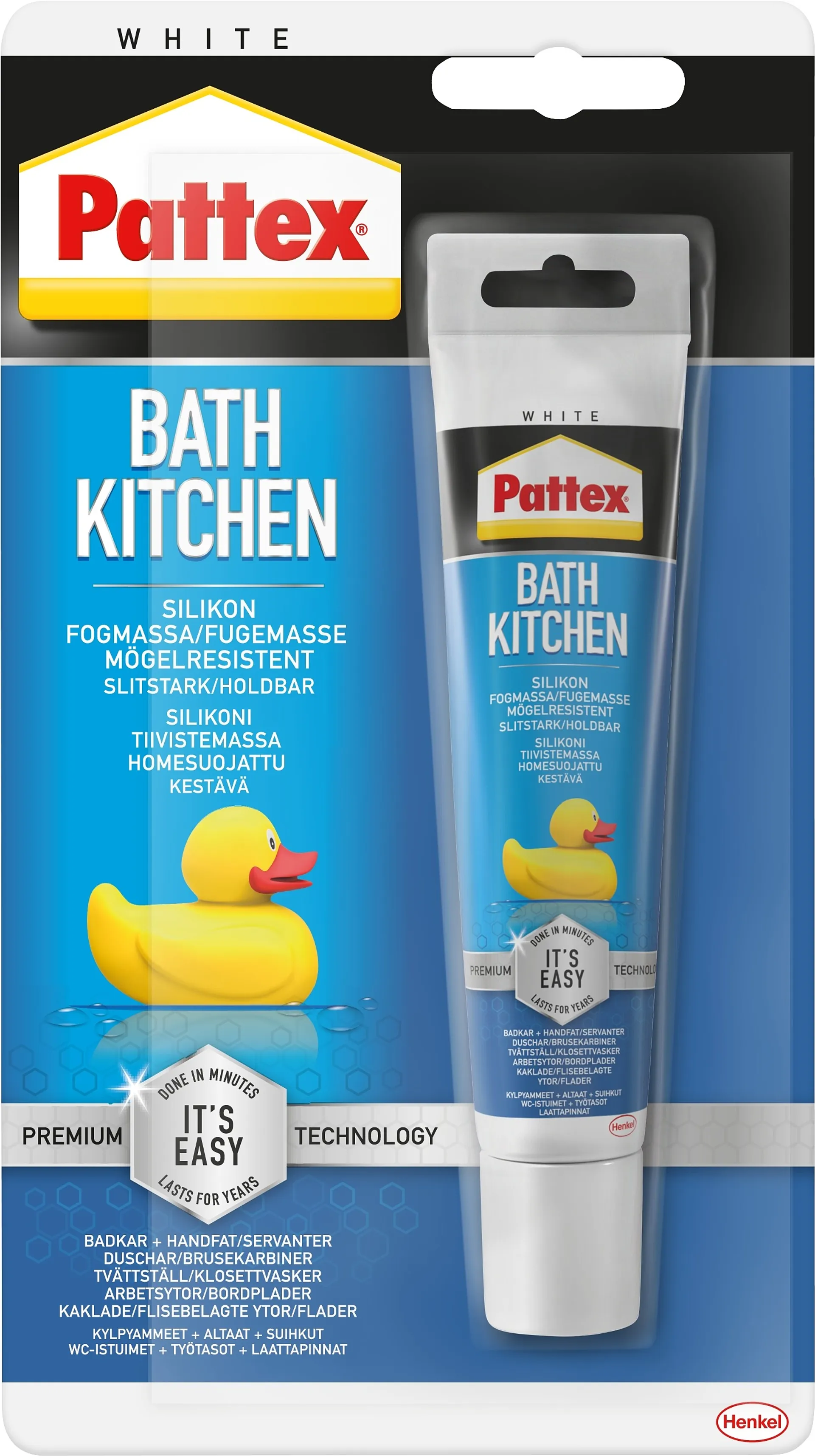 Pattex silikonimassa 50ml tuubi Bath&Kitchen valkoinen - 1