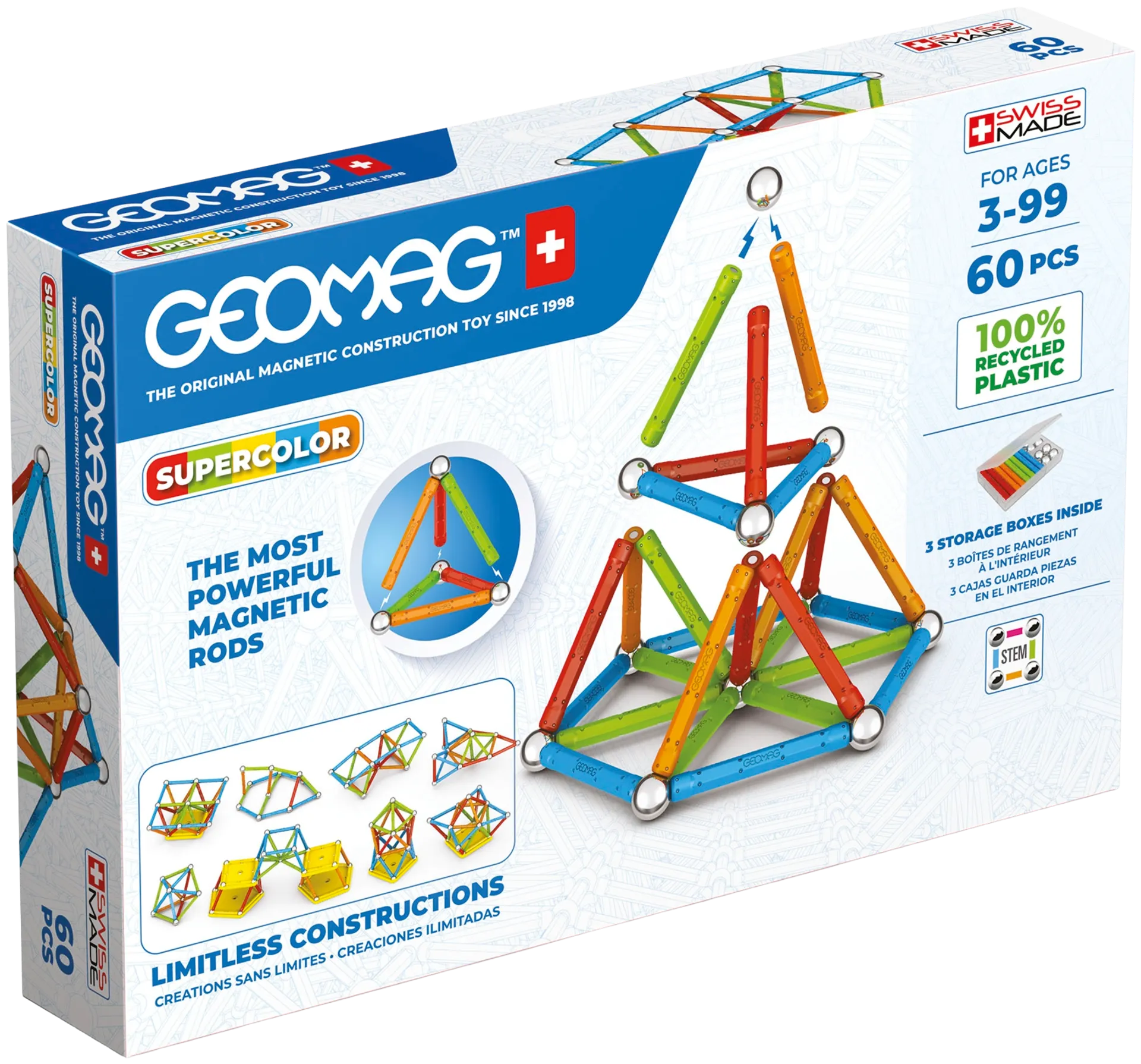 Geomag Supercolor magneettinen rakennussarja 60 osaa - 1