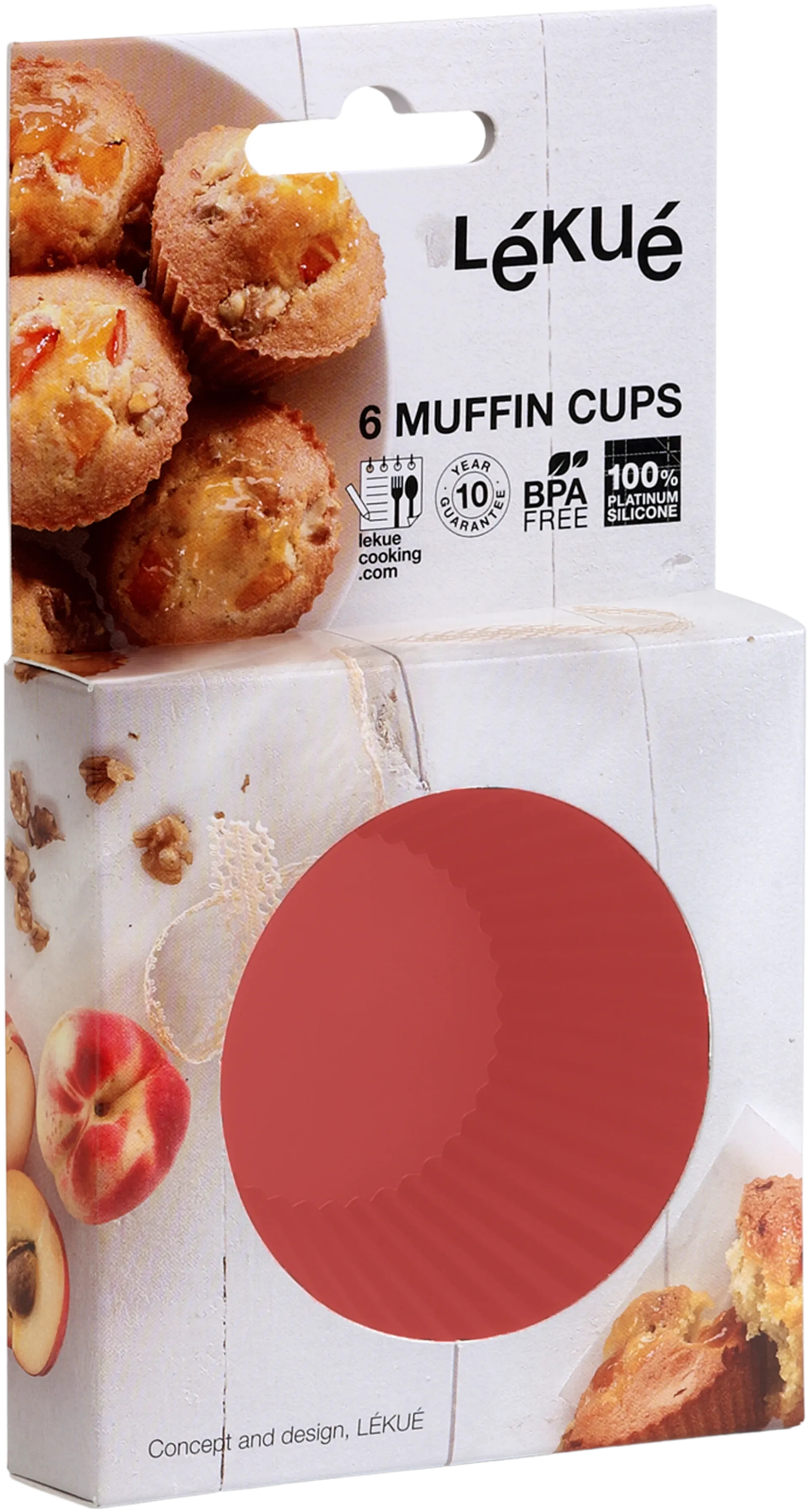 Lékué muffinsivuoka 6 kpl silikonia punainen - 4